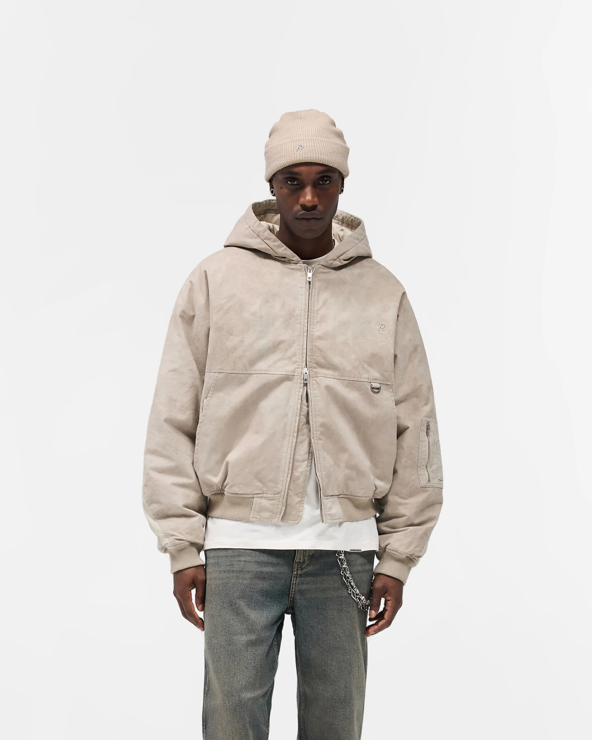 Hooded Bomber - Beige - Image 3