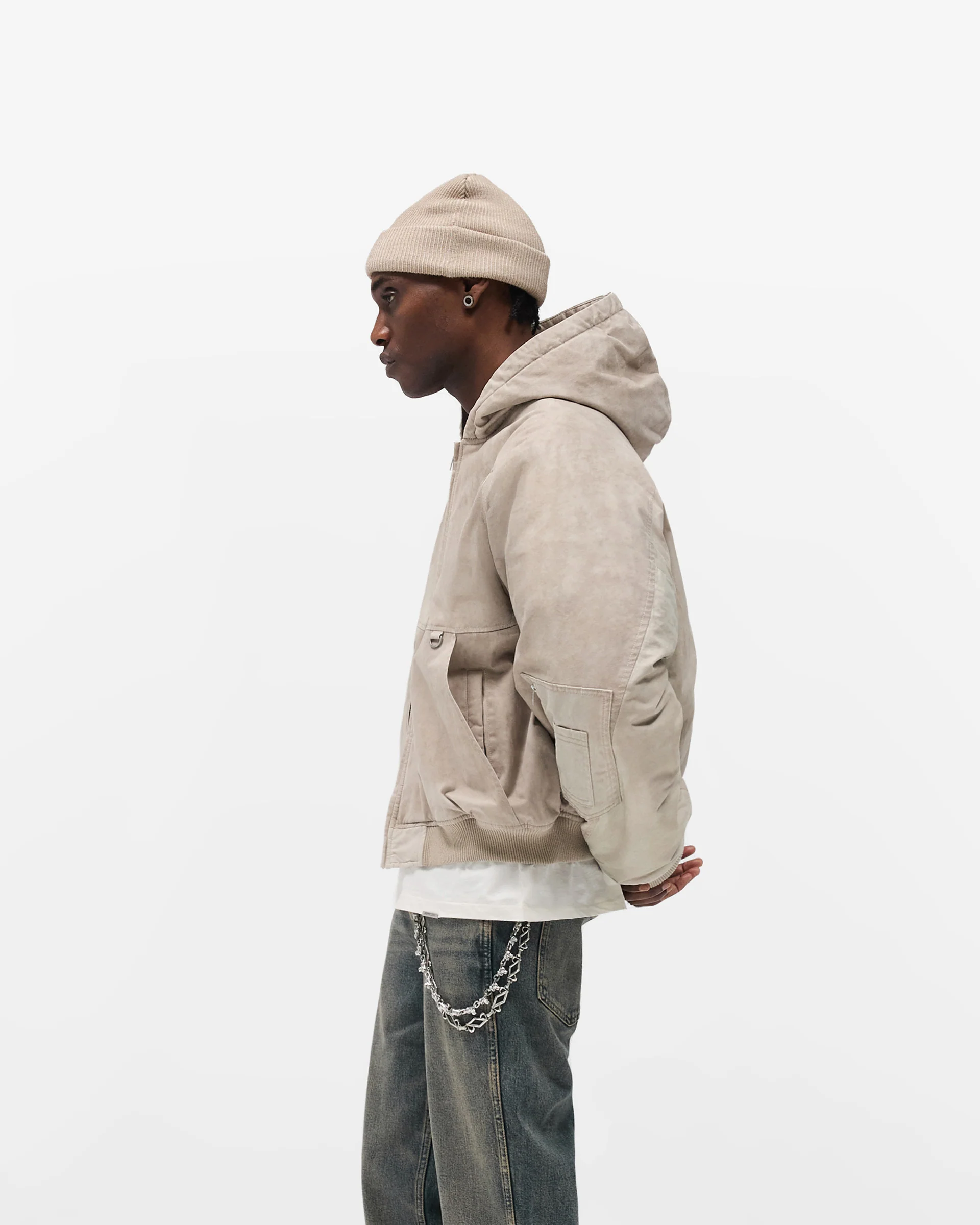 Hooded Bomber - Beige - Image 4
