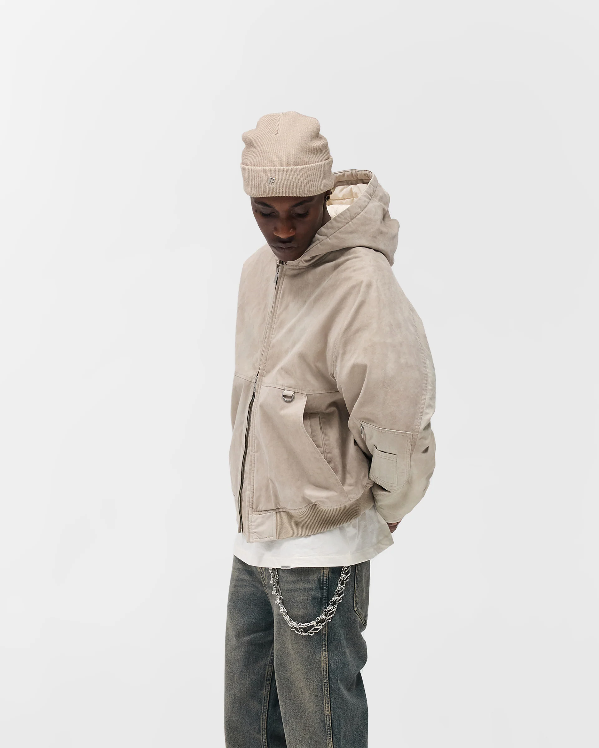 Hooded Bomber - Beige - Image 5