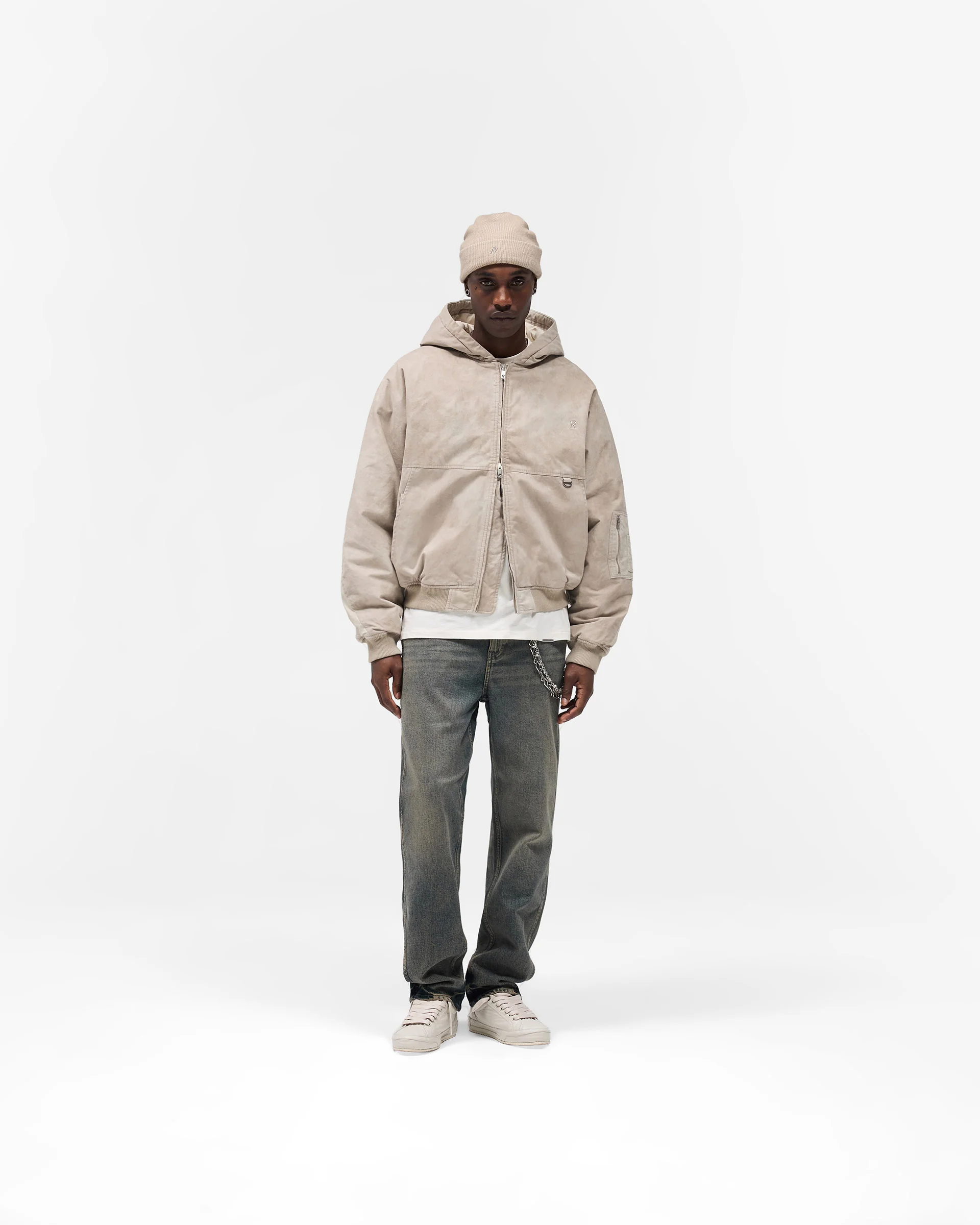 Hooded Bomber - Beige - Image 7