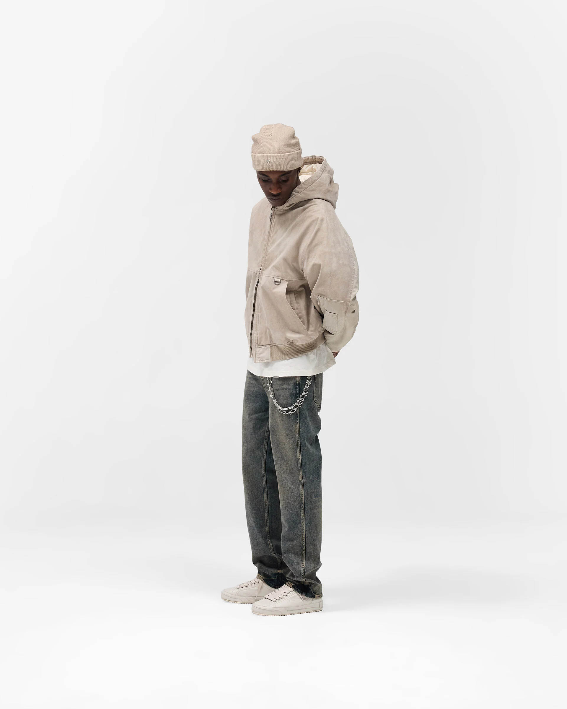 Hooded Bomber - Beige - Image 9