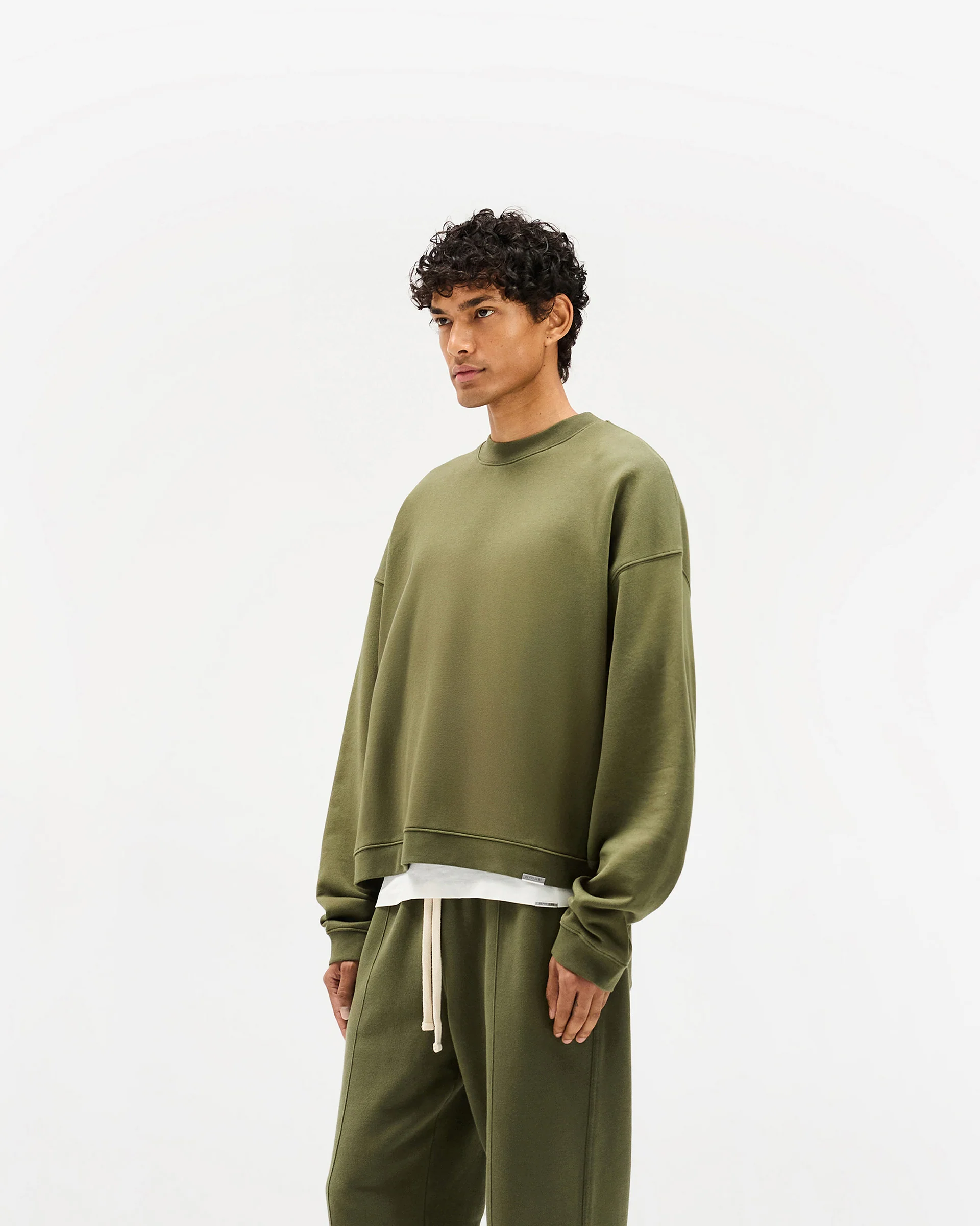 Initial Boxy Sweater - Army Green - Image 2