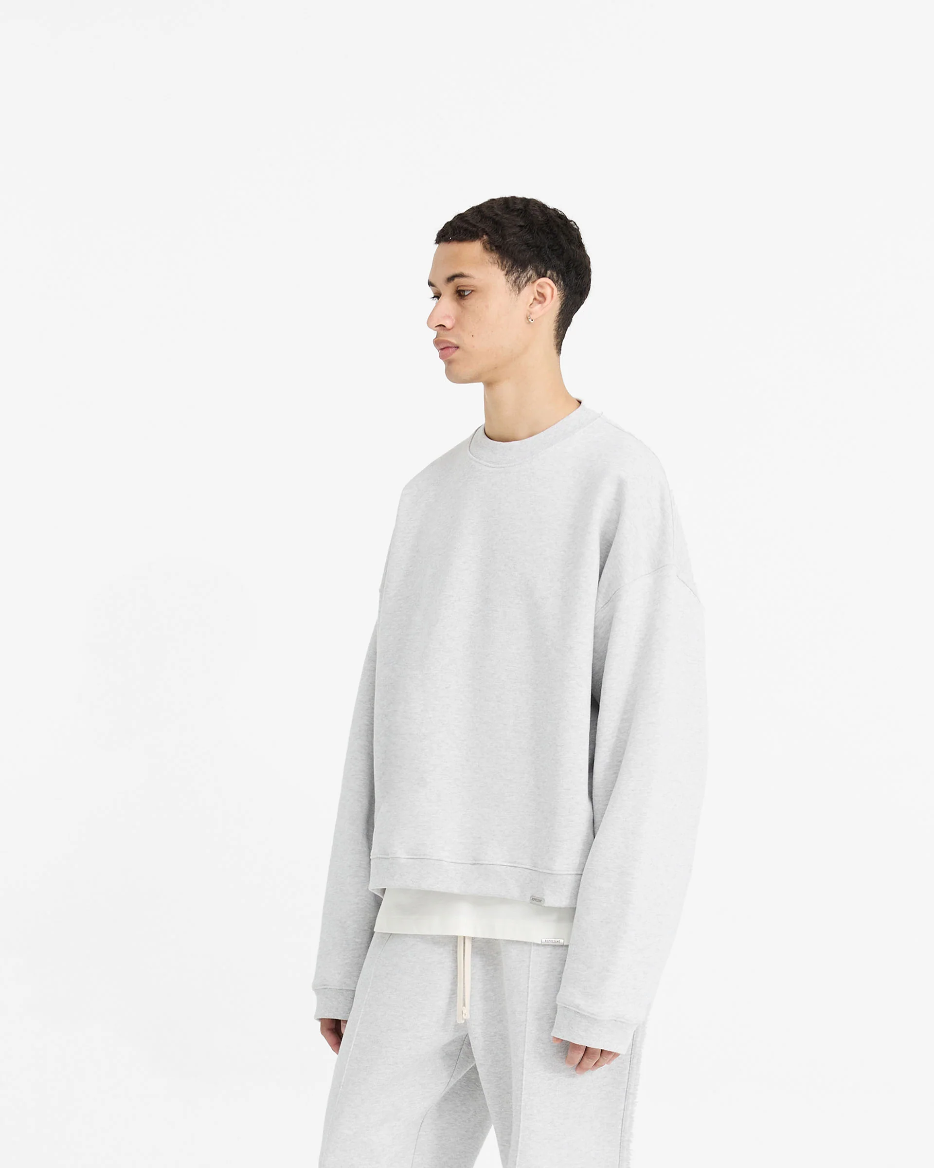 Initial Boxy Sweater - Ice Grey Marl - Image 2
