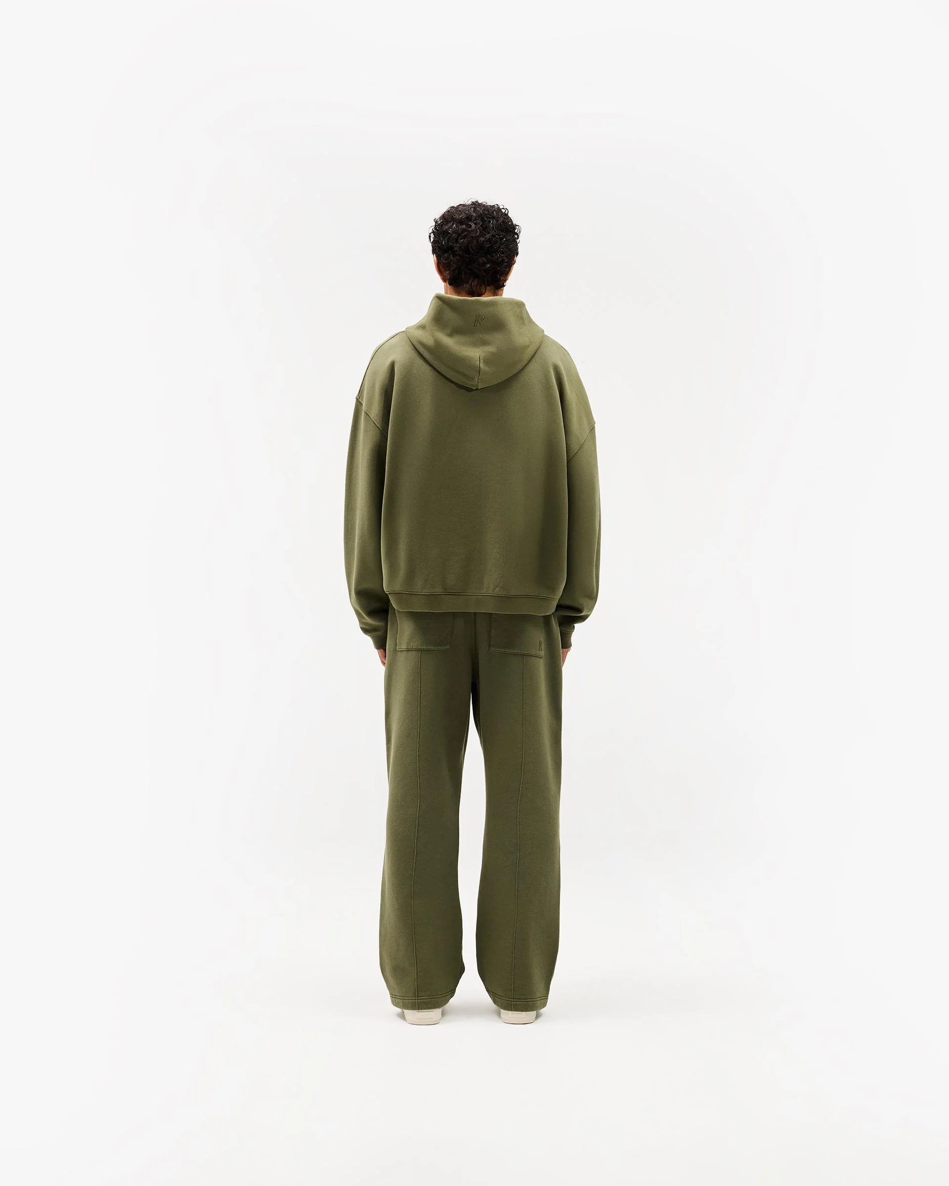 Initial Boxy Zip Through Hoodie - Army Green - Image 14