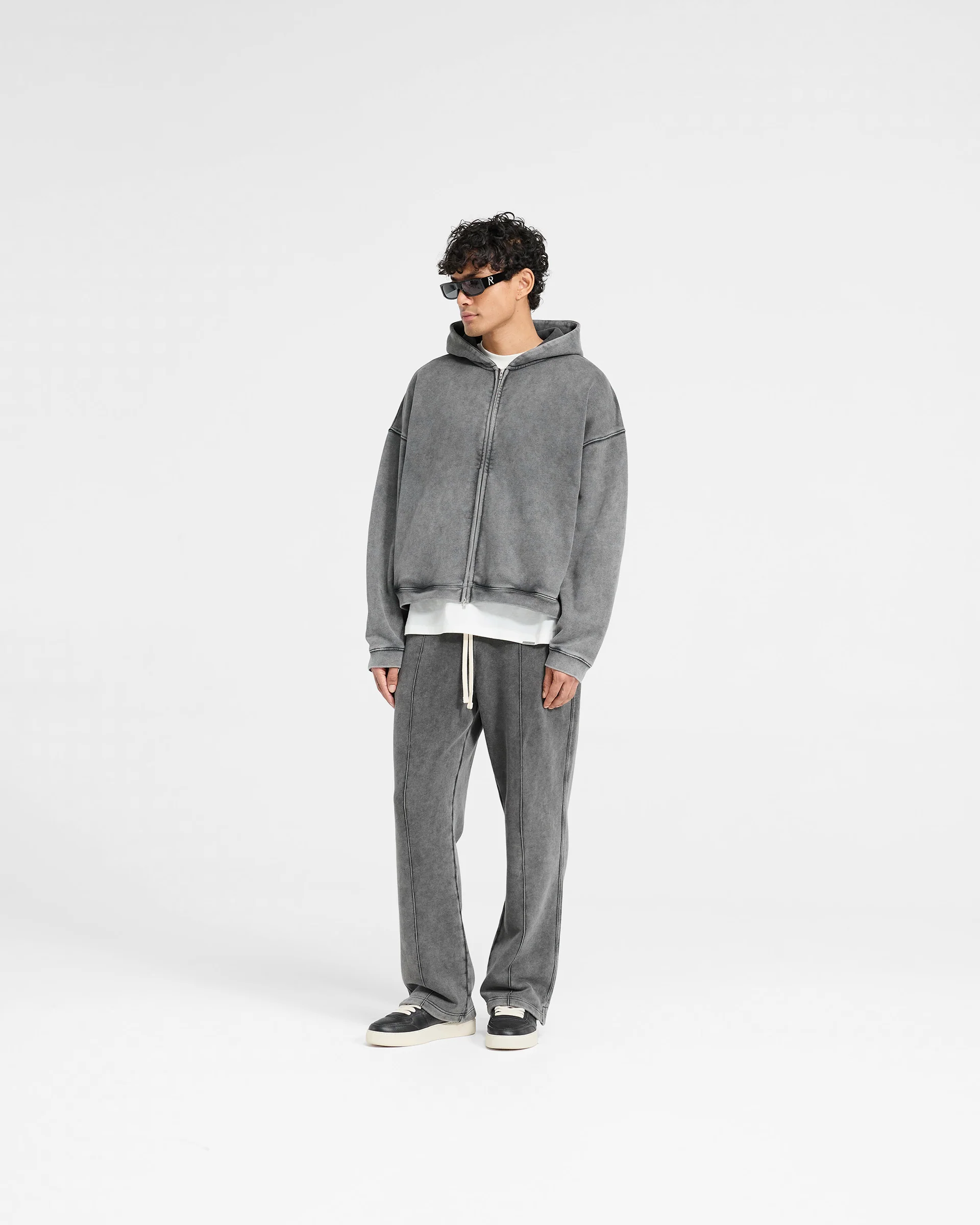 Initial Boxy Zip Through Hoodie - Vintage Grey - Image 6