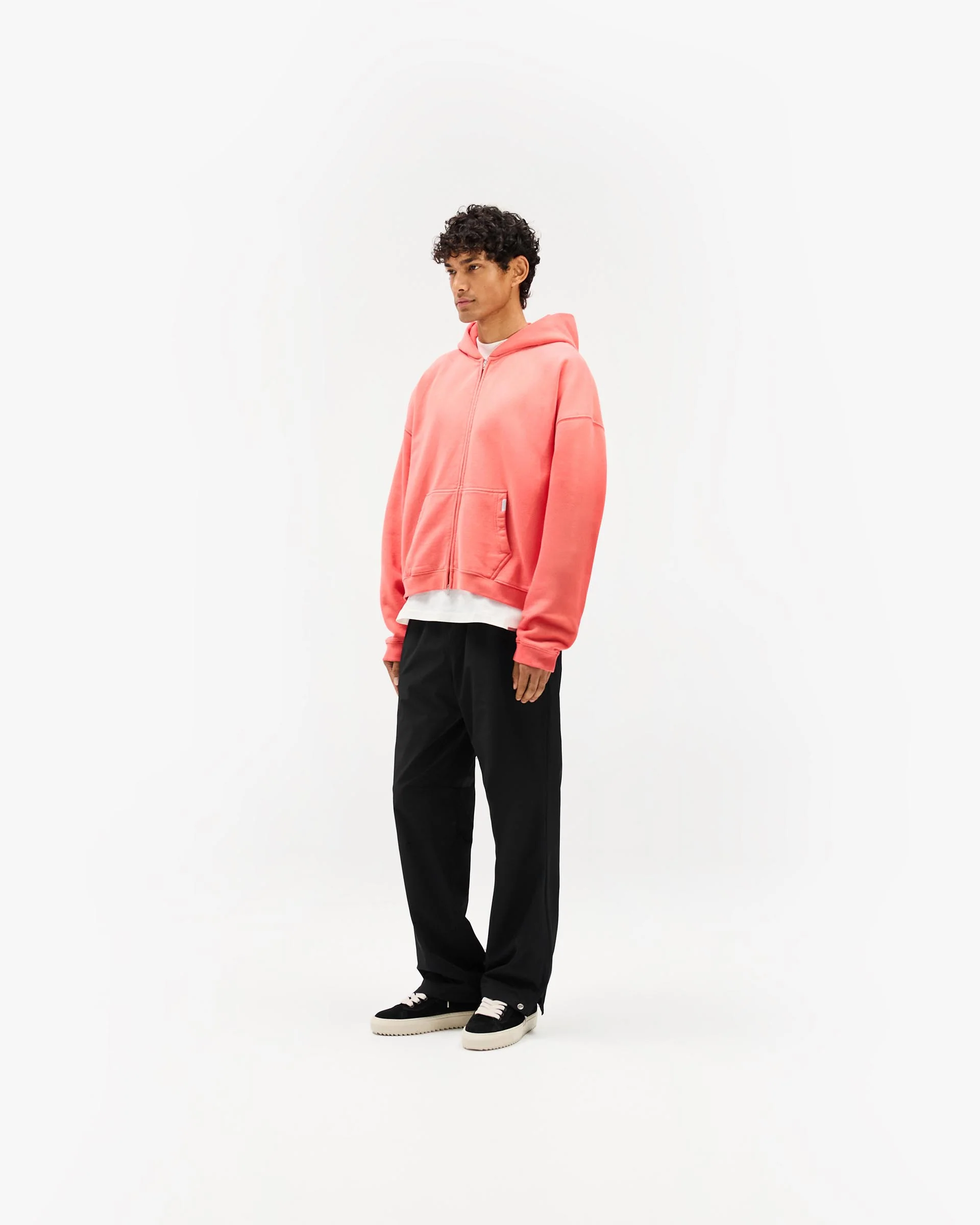 Initial Boxy Zip Through Hoodie - Vintage Red - Image 10
