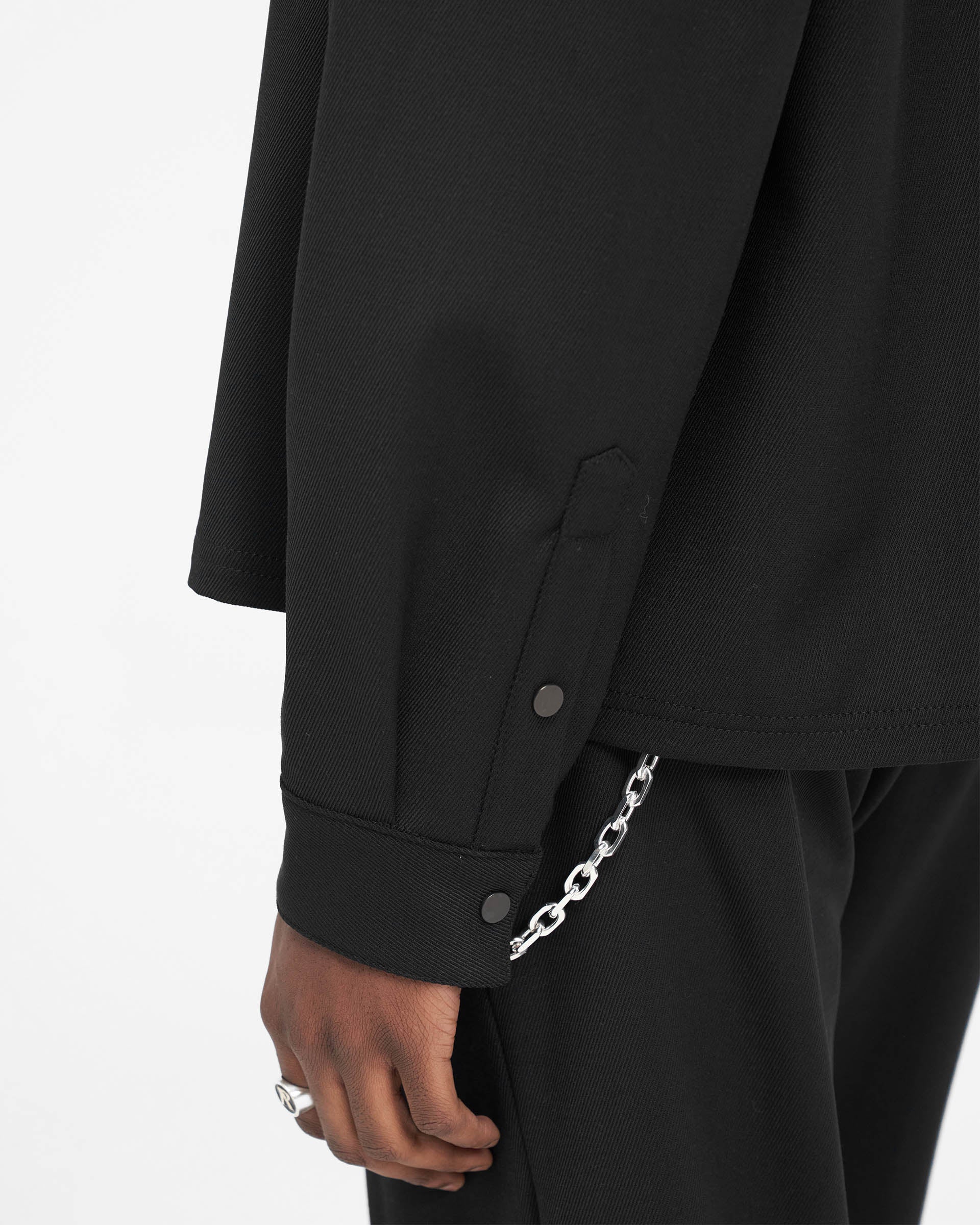 Initial Cropped Dress Shirt - Black - Image 6