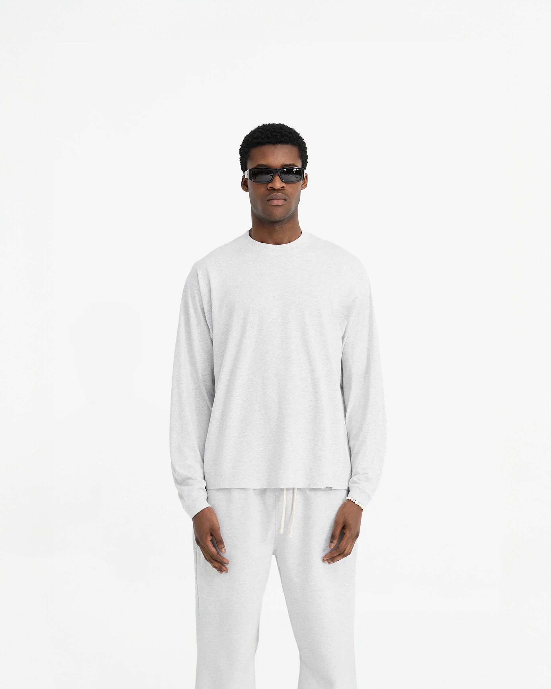 Initial Long Sleeve T-Shirt - Ice Grey Marl - Image 3