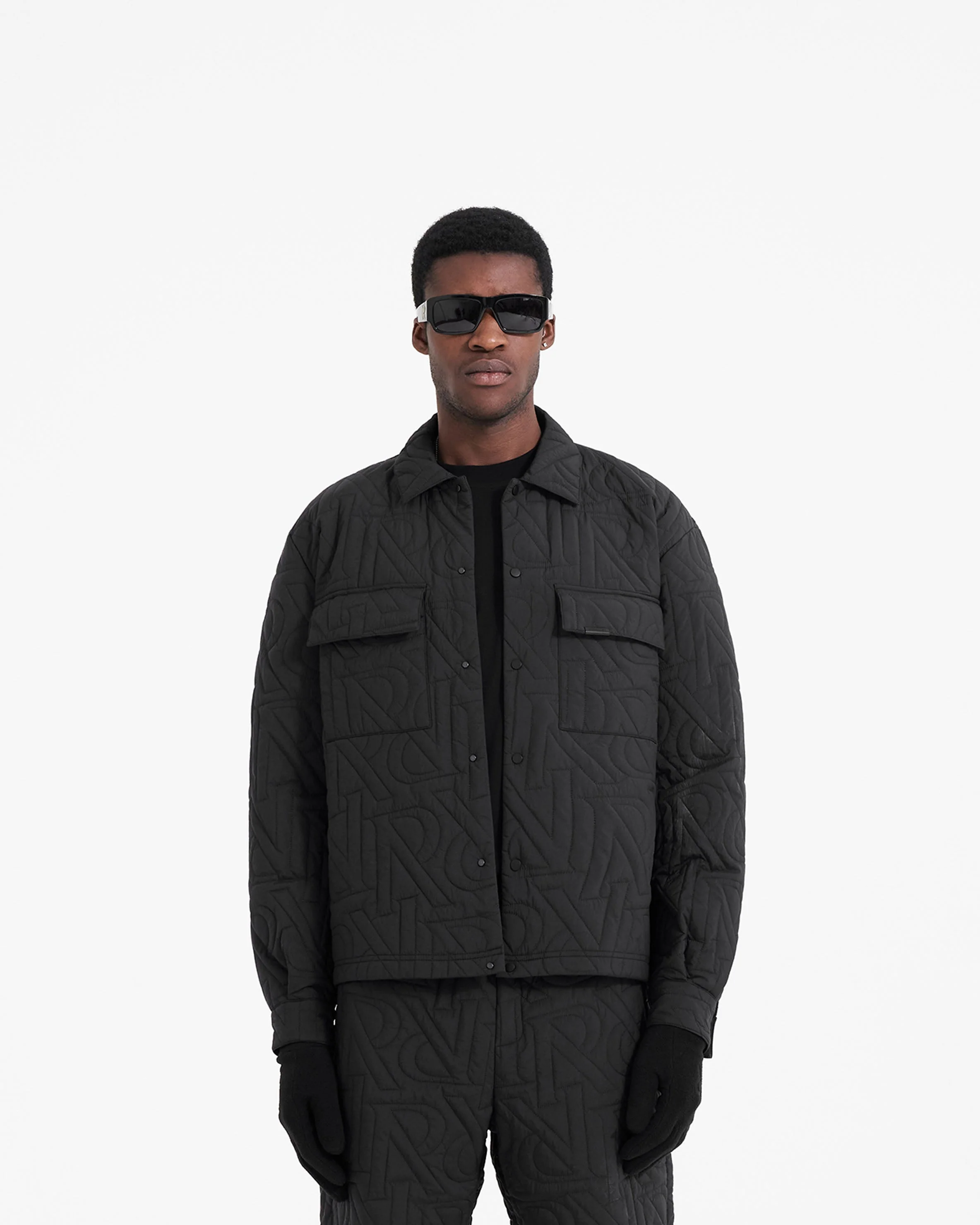 Initial Quilted Overshirt - Black - Image 2