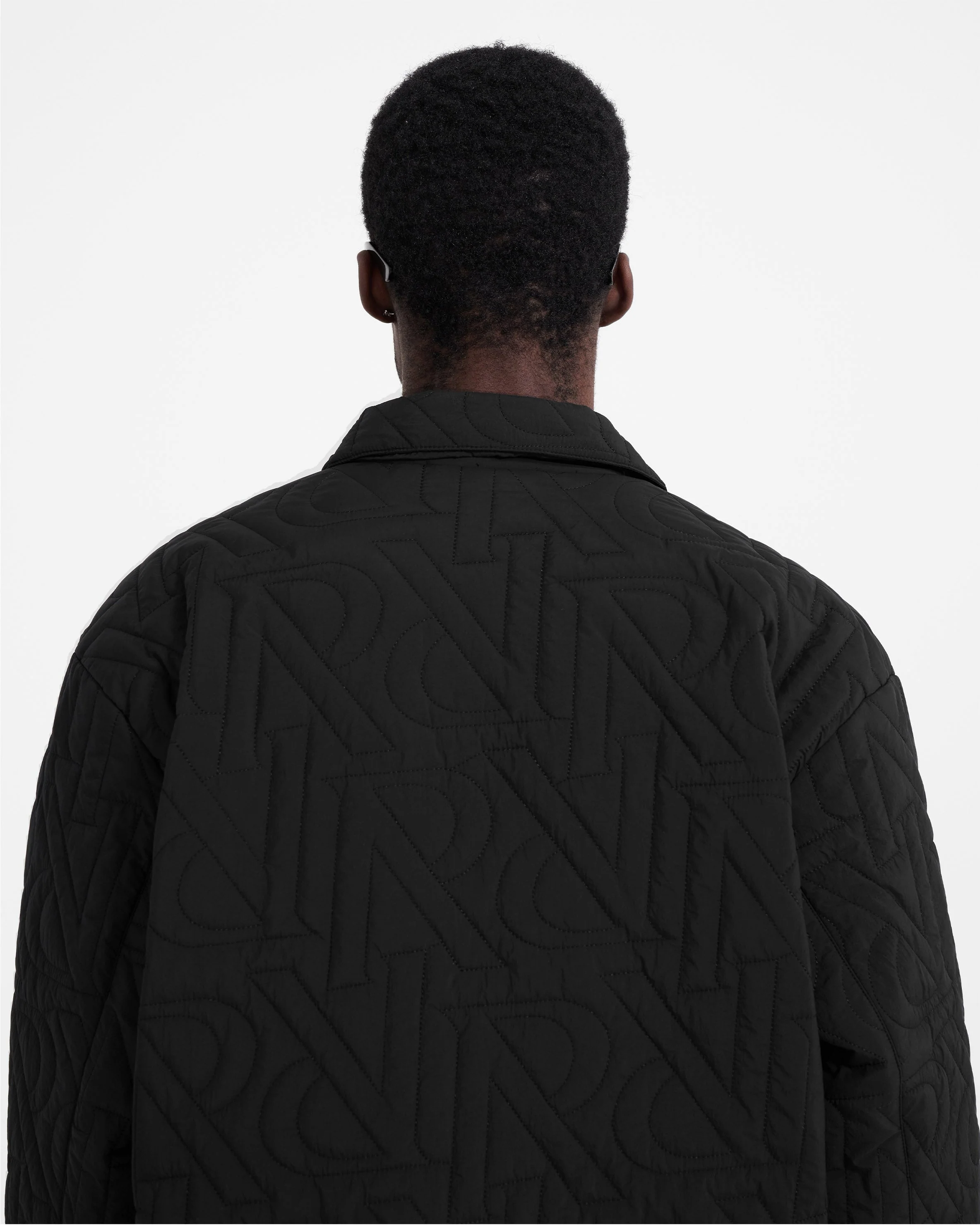 Initial Quilted Overshirt - Black - Image 3