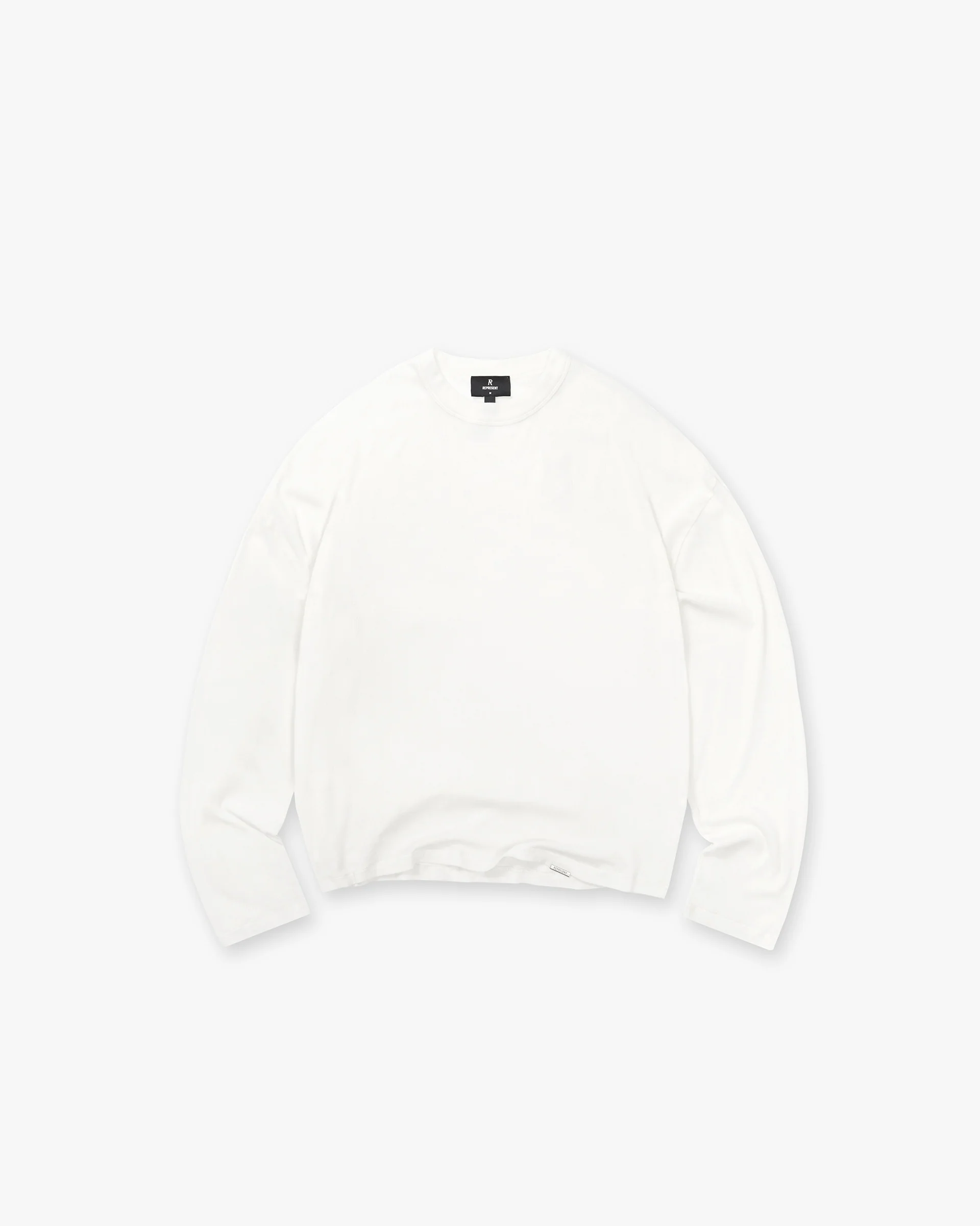 Initial Sheer Rib Long Sleeve T-Shirt - Flat White