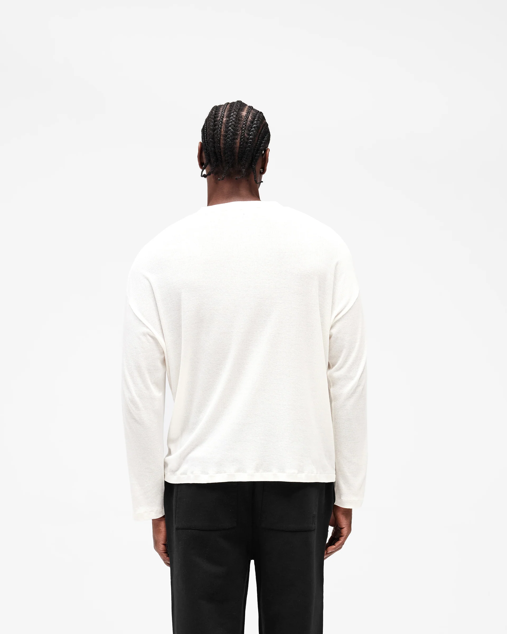 Initial Sheer Rib Long Sleeve T-Shirt - Flat White - Image 6
