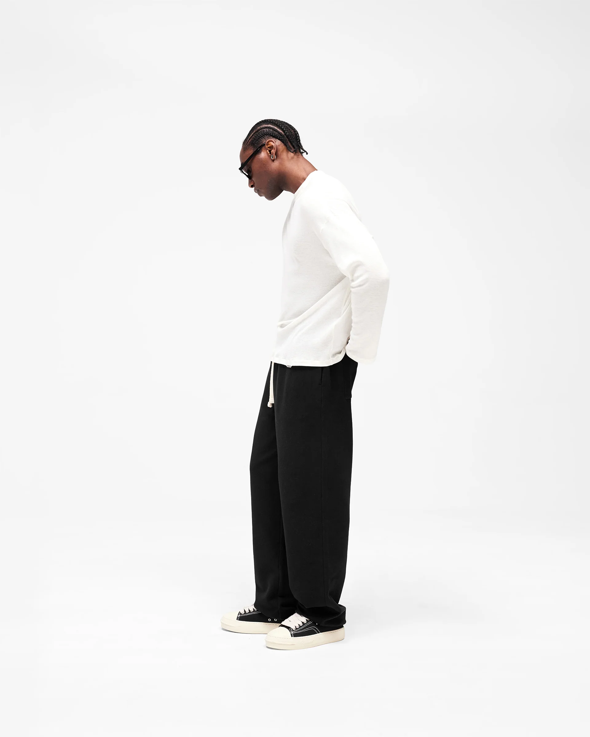 Initial Sheer Rib Long Sleeve T-Shirt - Flat White - Image 8