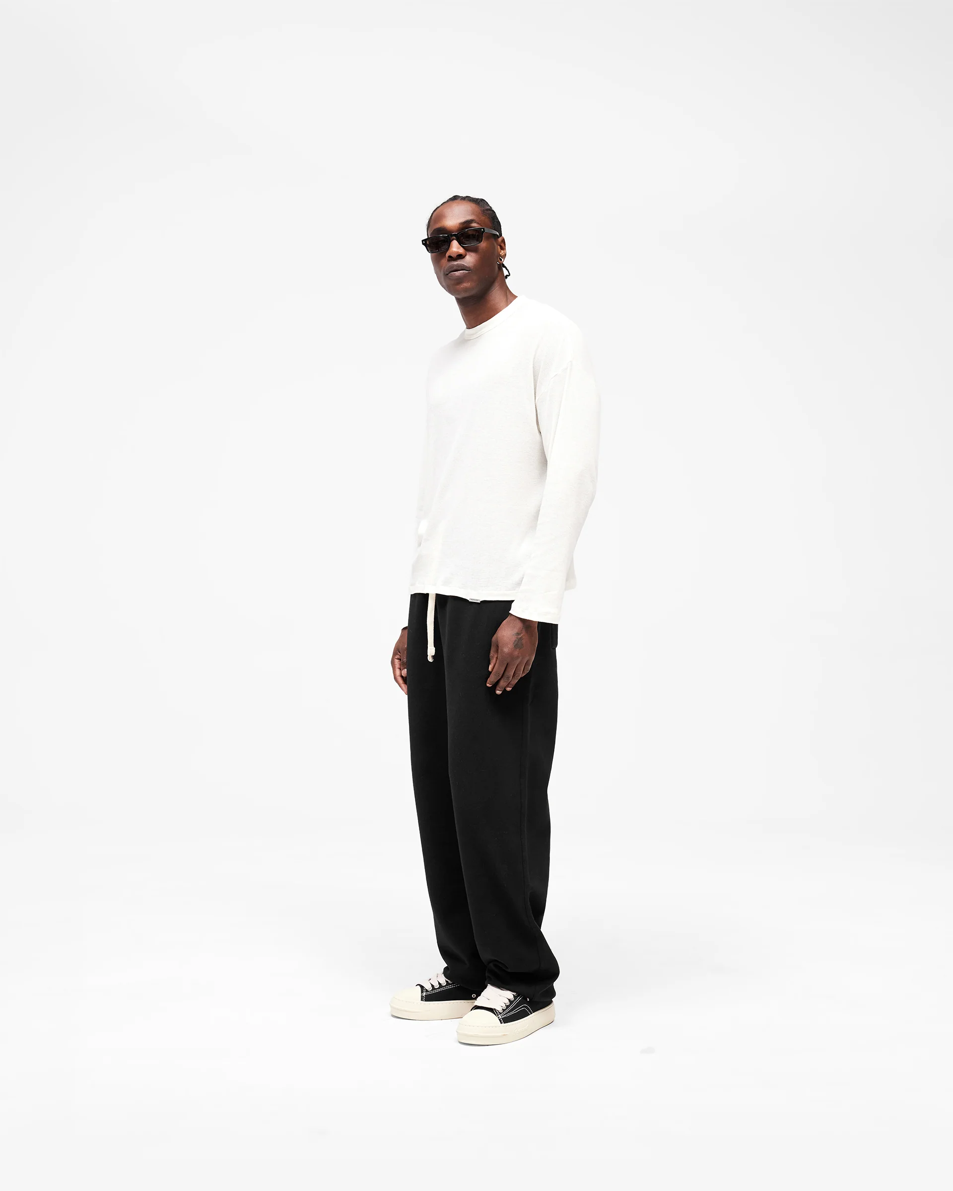 Initial Sheer Rib Long Sleeve T-Shirt - Flat White - Image 9