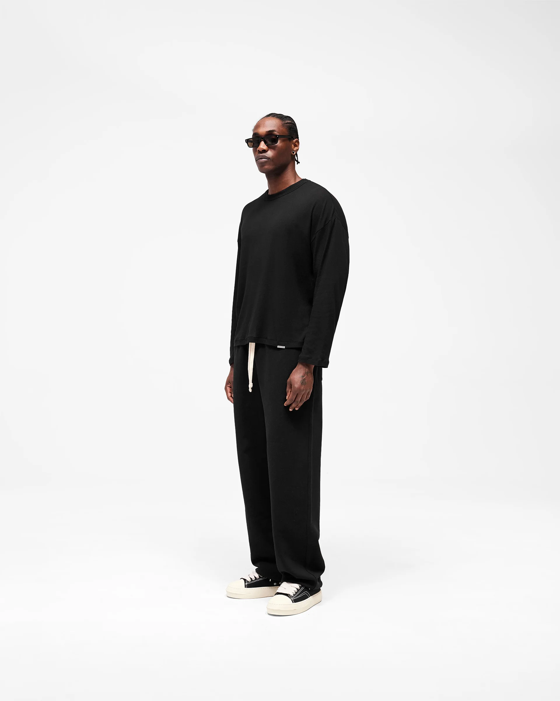 Initial Sheer Rib Long Sleeve T-Shirt - Jet Black - Image 9
