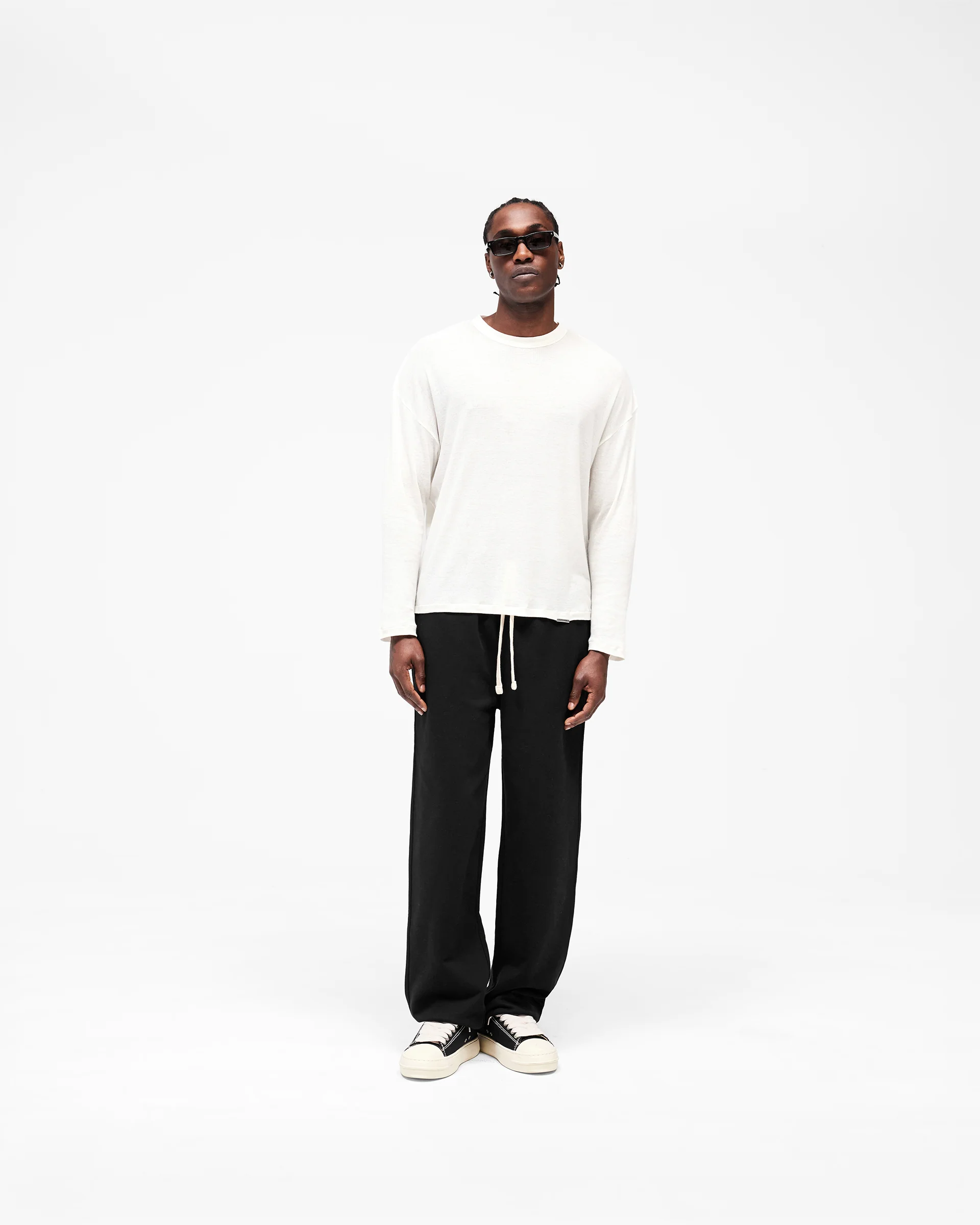 Initial Wide Leg Cuffed Sweatpant - Jet Black - Image 7