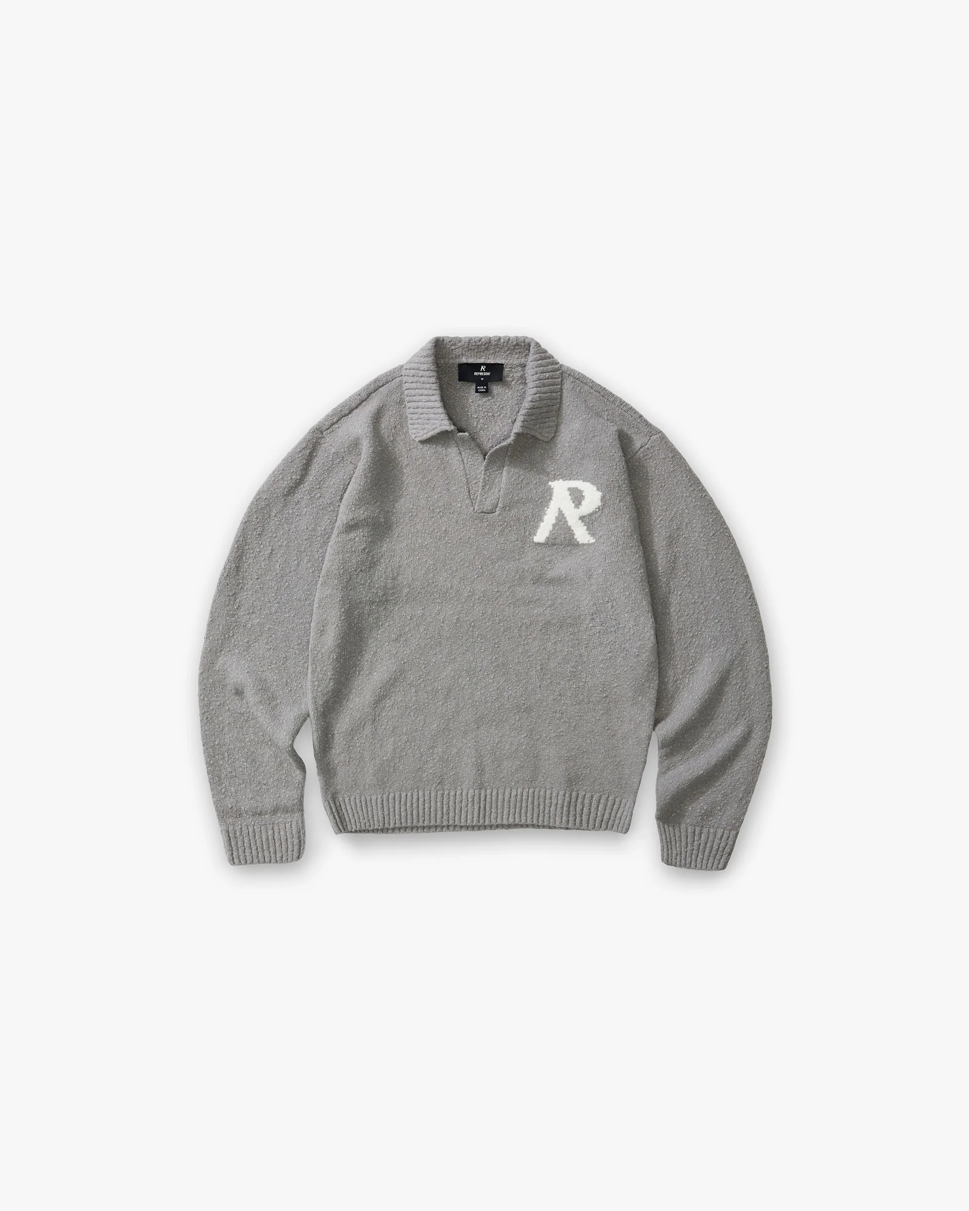 Knitted Boucle Polo - Grey