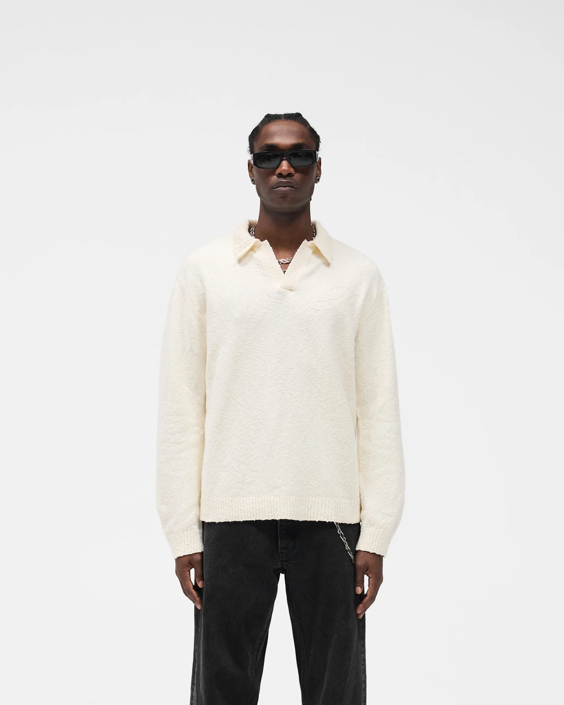 Knitted Polo - Aged White - Image 4
