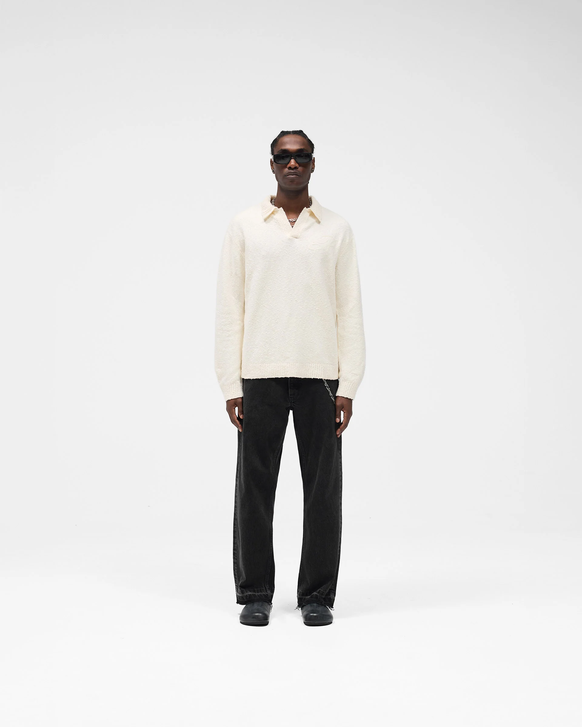 Knitted Polo - Aged White - Image 8