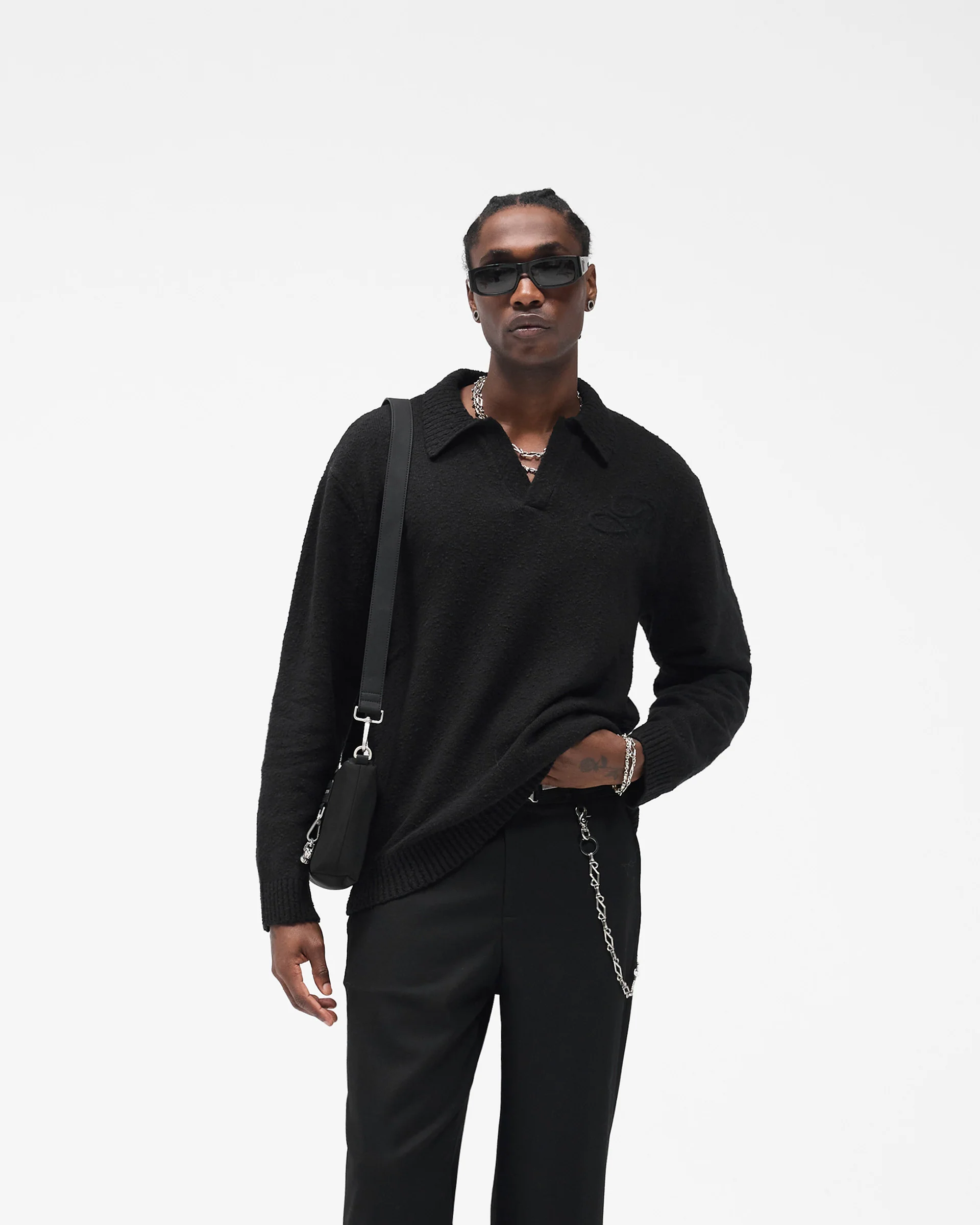 Knitted Polo - Jet Black - Image 2