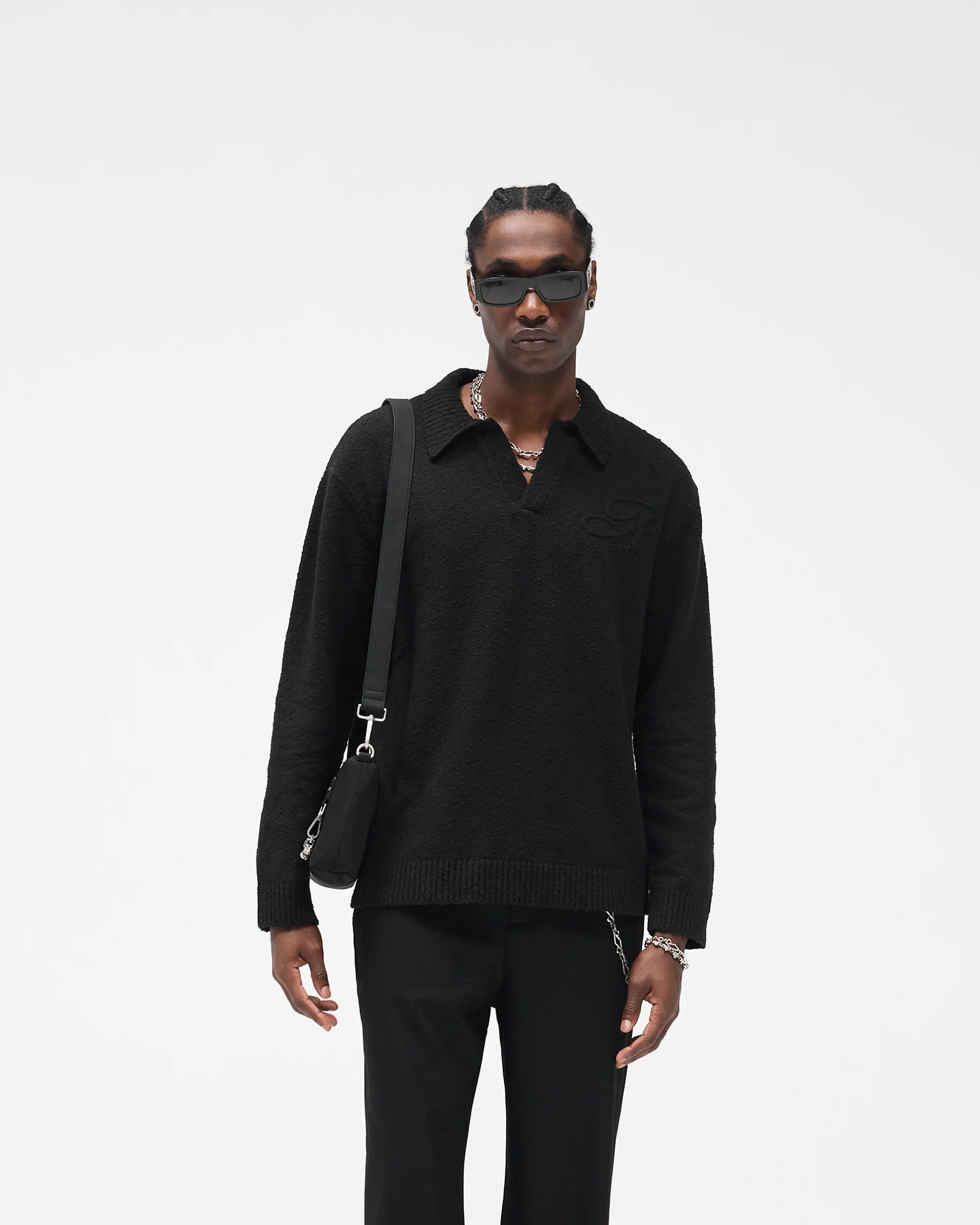 Knitted Polo - Jet Black - Image 3