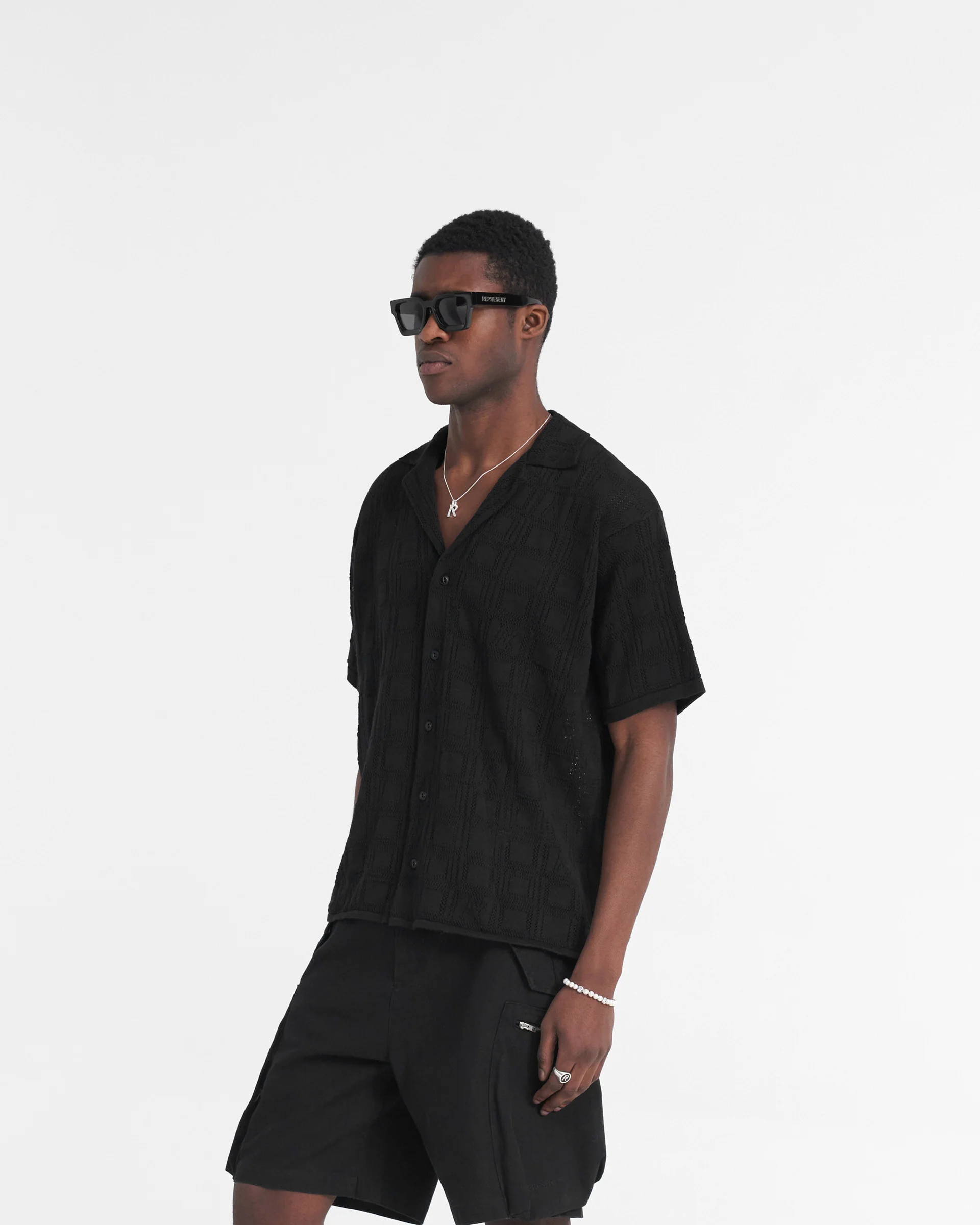 Lace Knit Shirt - Black - Image 2