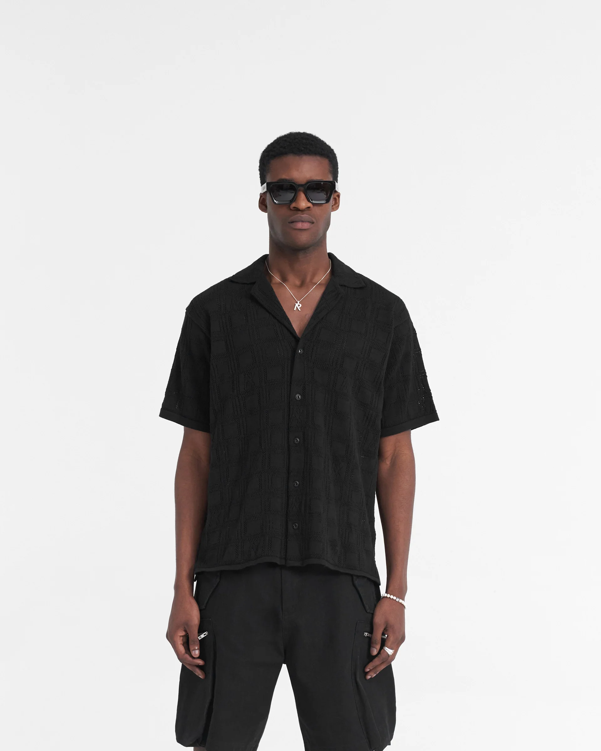 Lace Knit Shirt - Black - Image 3