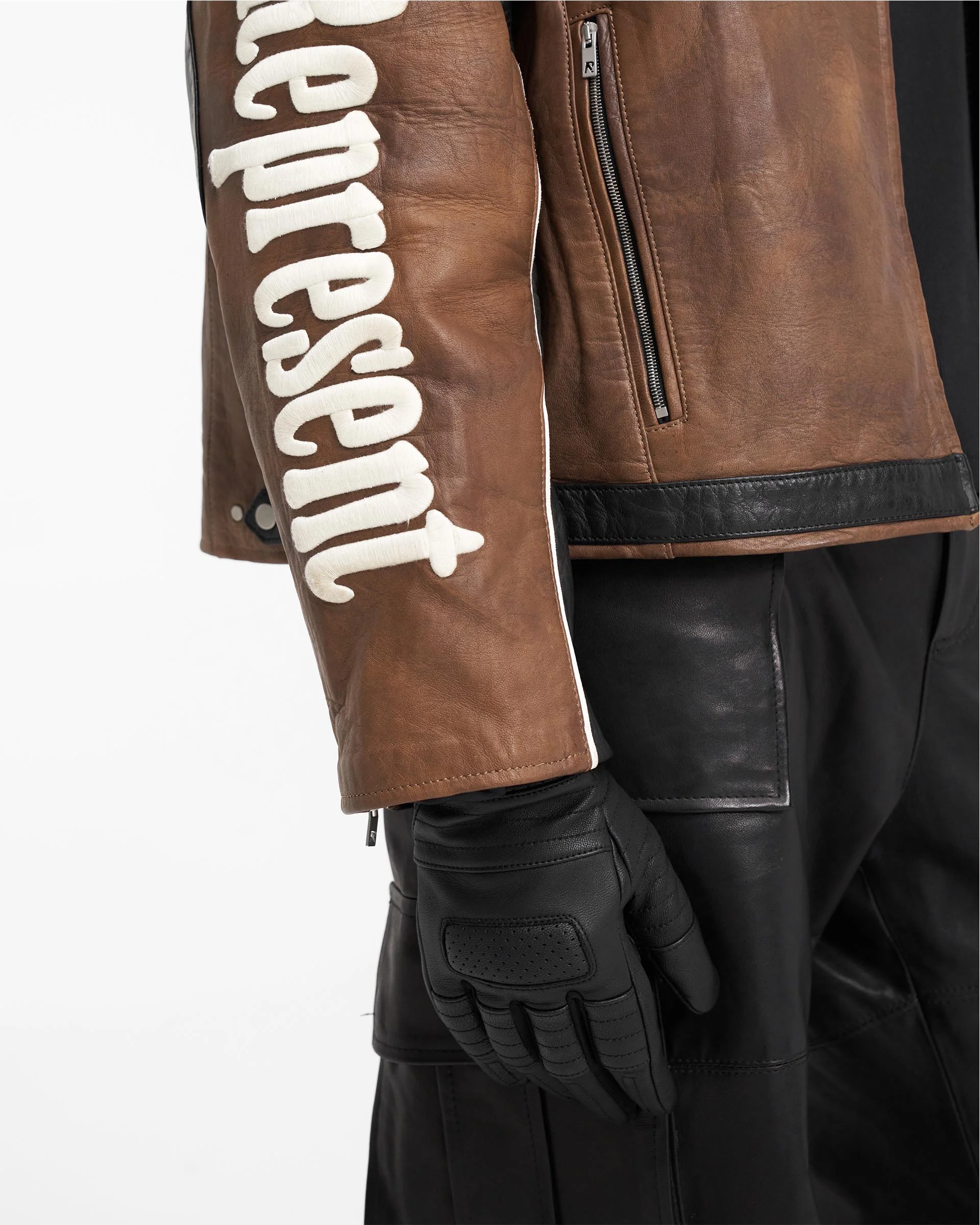 Leather Motor Gloves - Black - Image 2