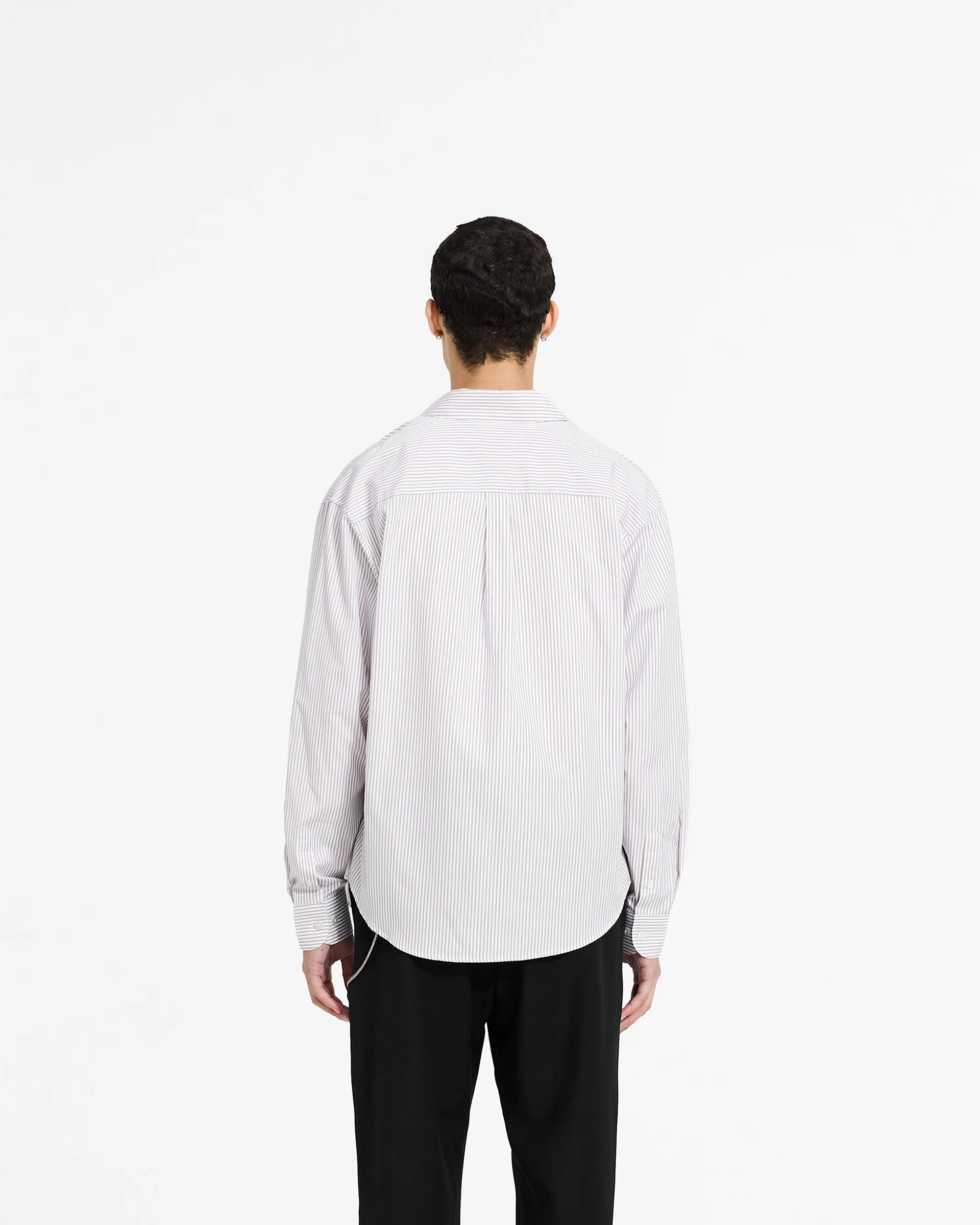 Long Sleeve Pinstripe Shirt - Grey - Image 4