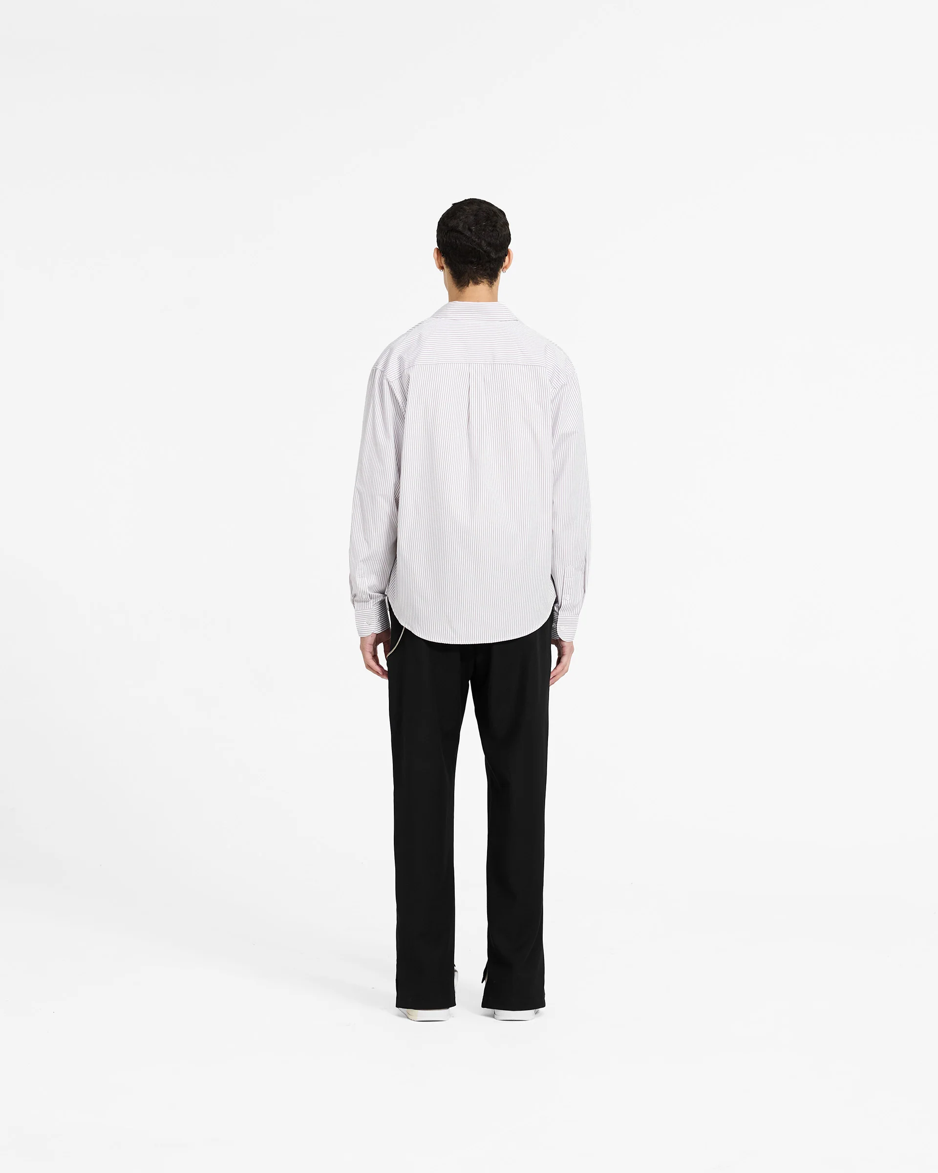 Long Sleeve Pinstripe Shirt - Grey - Image 7