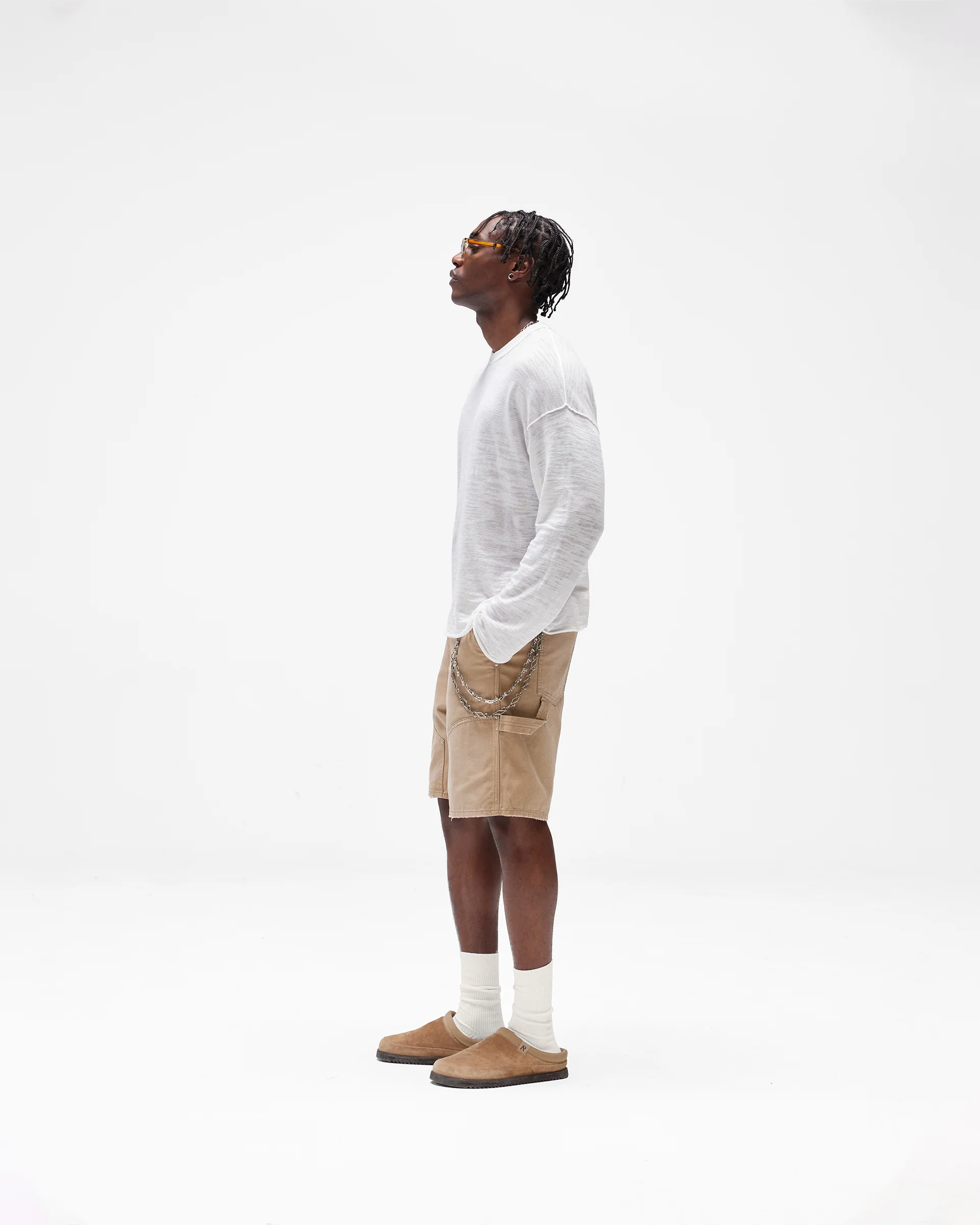 Long Sleeve Slub Knit T-Shirt - Flat White - Image 10
