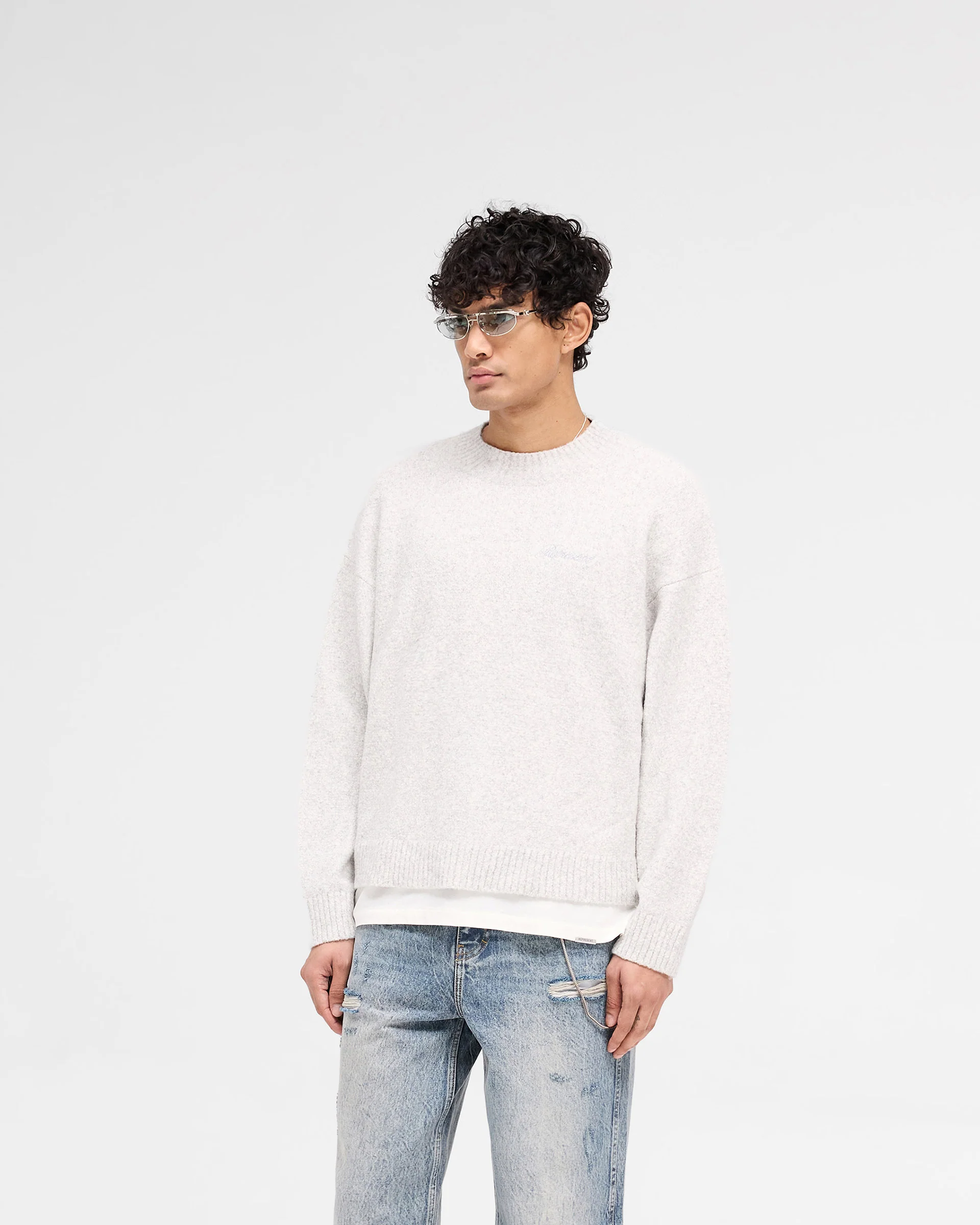 Marled Knit Jumper - Ice Grey Marl - Image 2