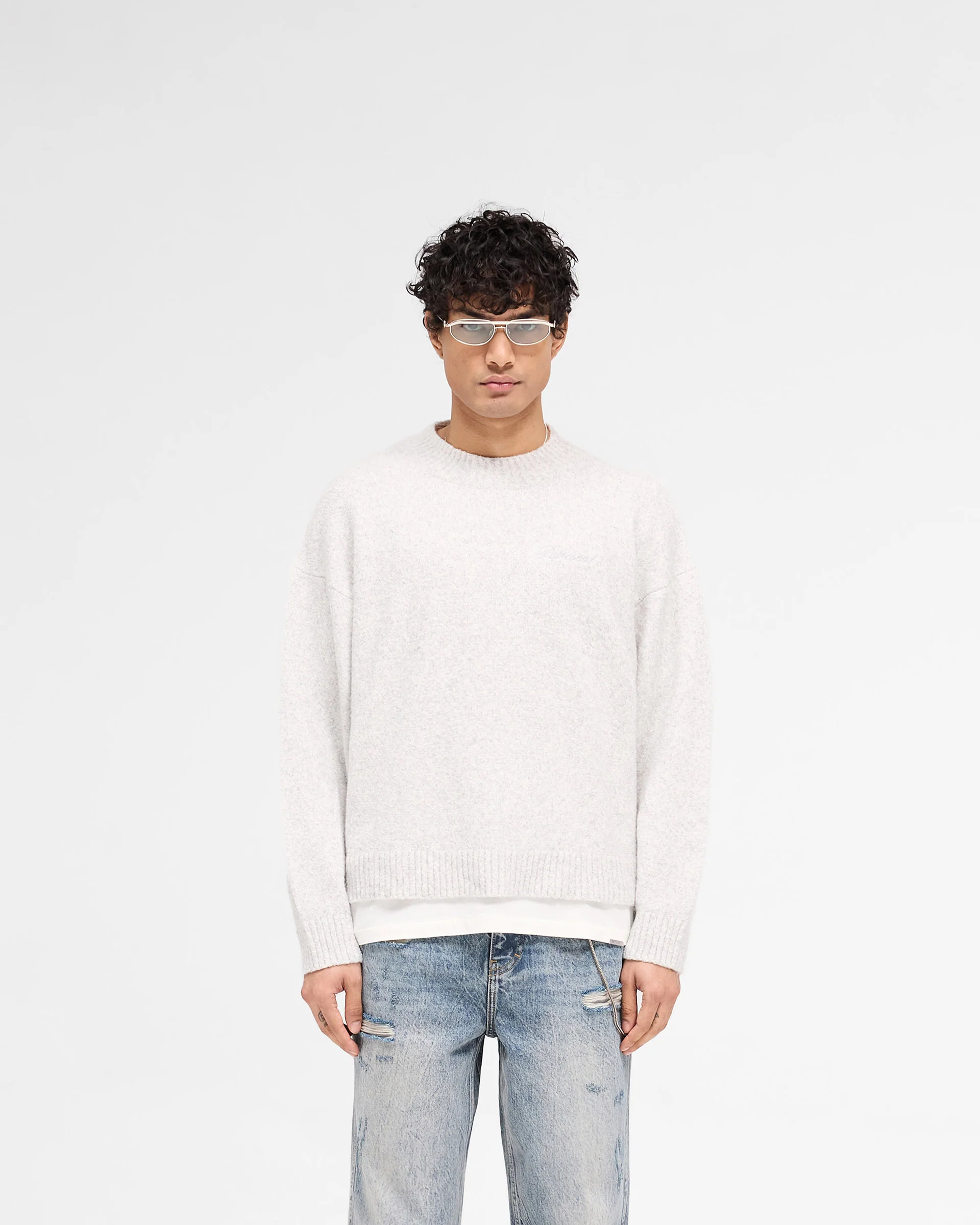 Marled Knit Jumper - Ice Grey Marl - Image 3