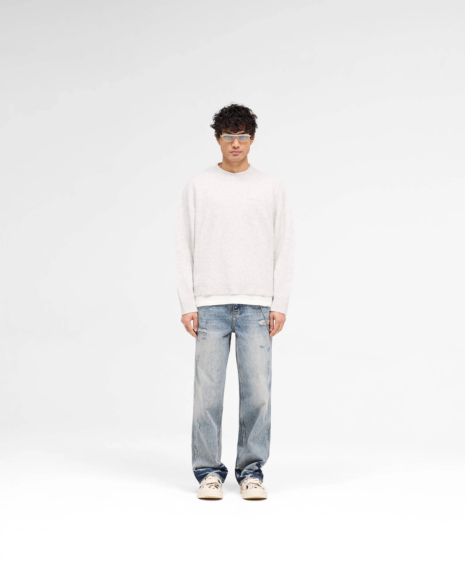Marled Knit Jumper - Ice Grey Marl - Image 5