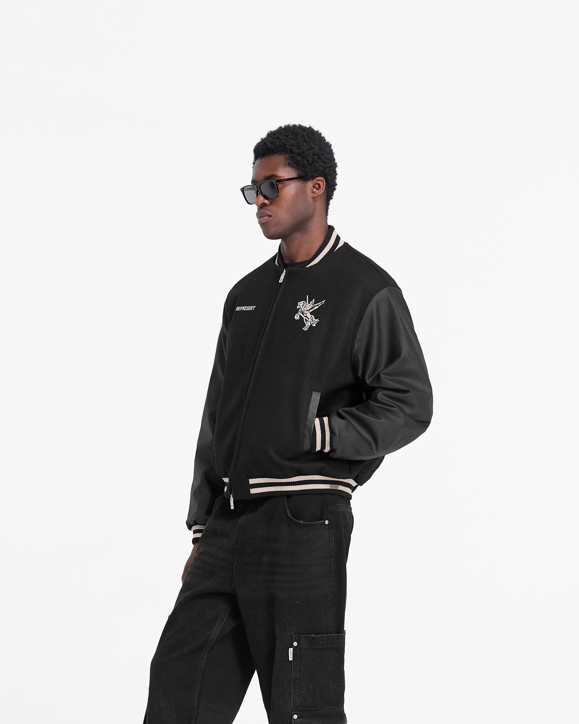 Mascot Wool Varsity Jacket - Jet Black - Image 4