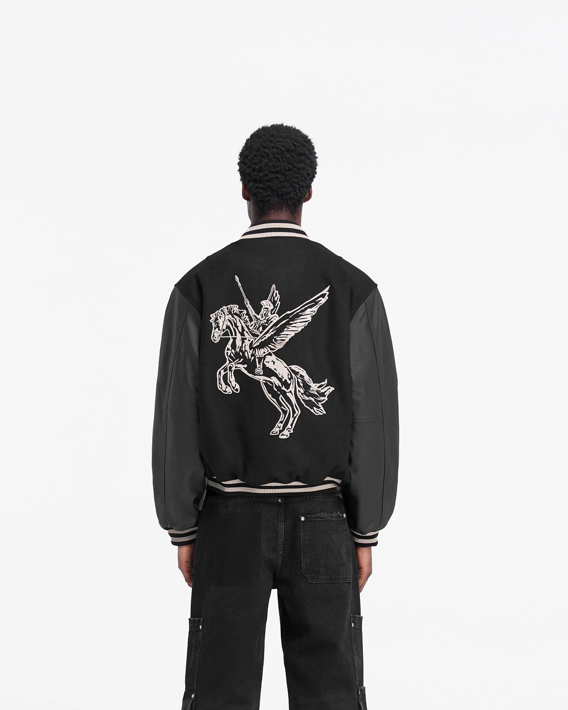 Mascot Wool Varsity Jacket - Jet Black - Image 5