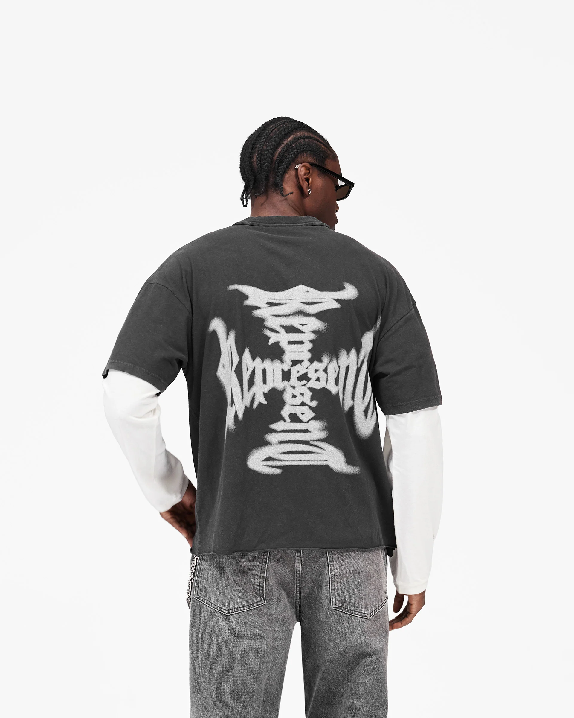 MH Stack Long Sleeve T-Shirt - Faded Black - Image 7