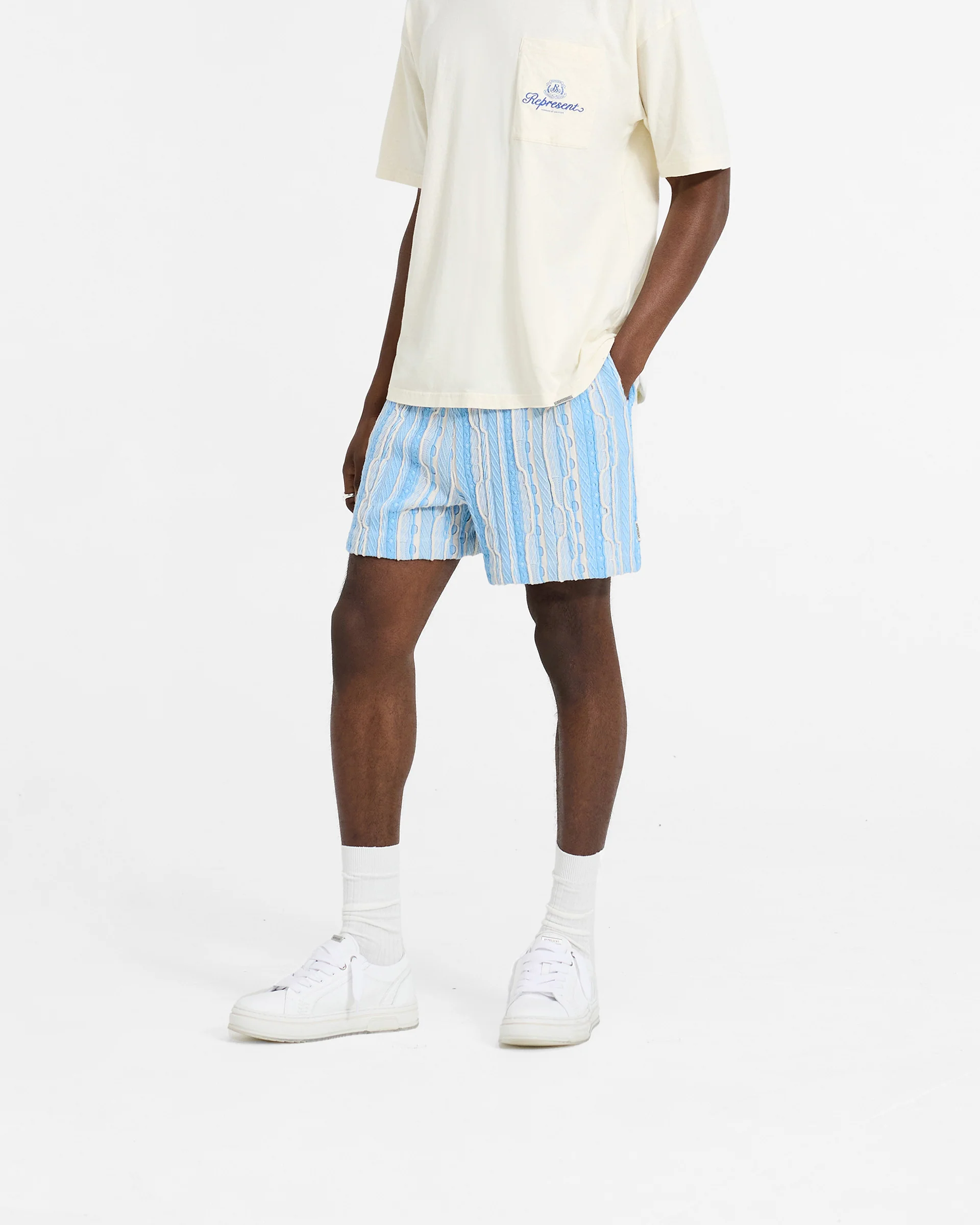 Mixed Knit Shorts - Royal Blue - Image 2
