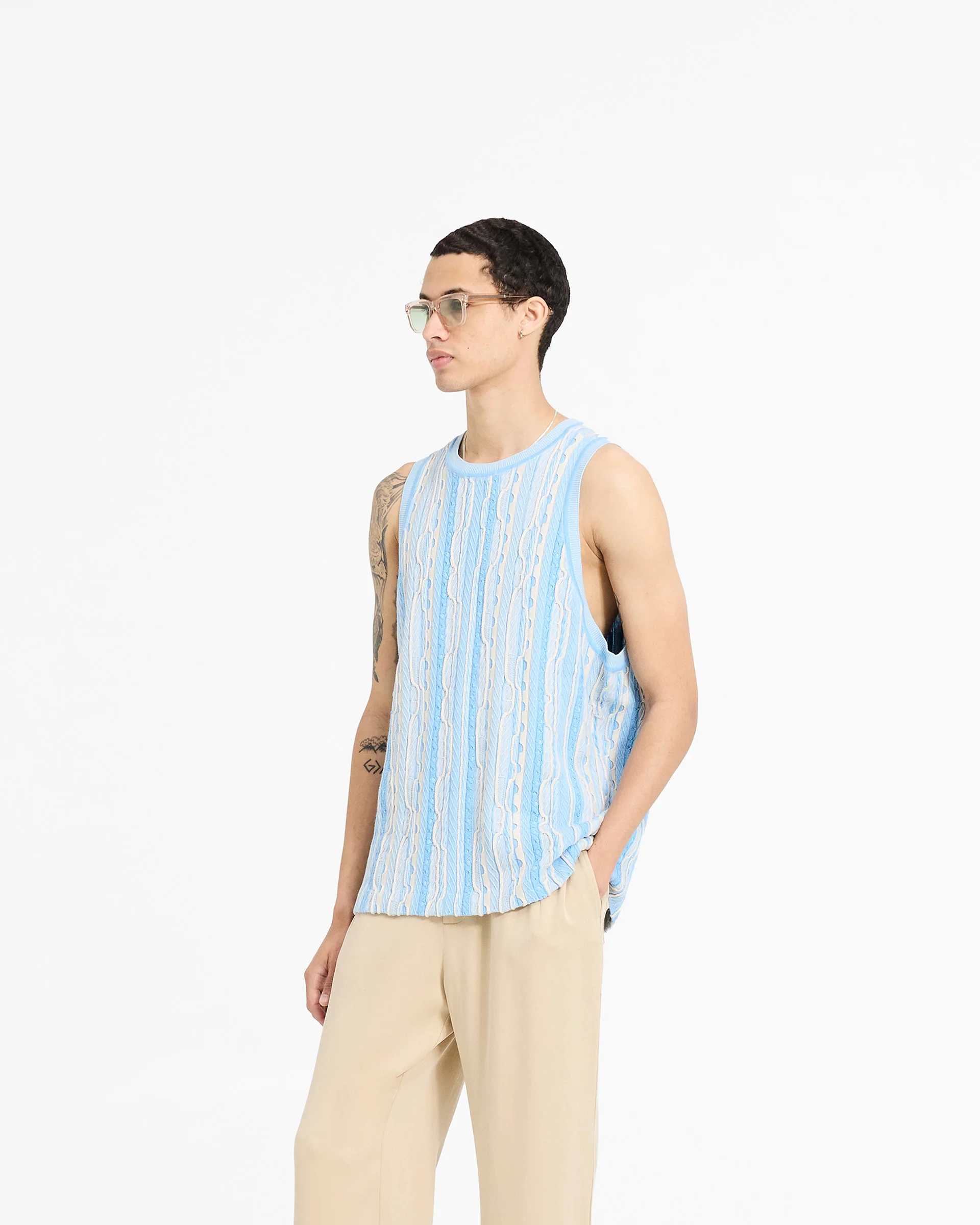 Mixed Knit Vest - Royal Blue - Image 2