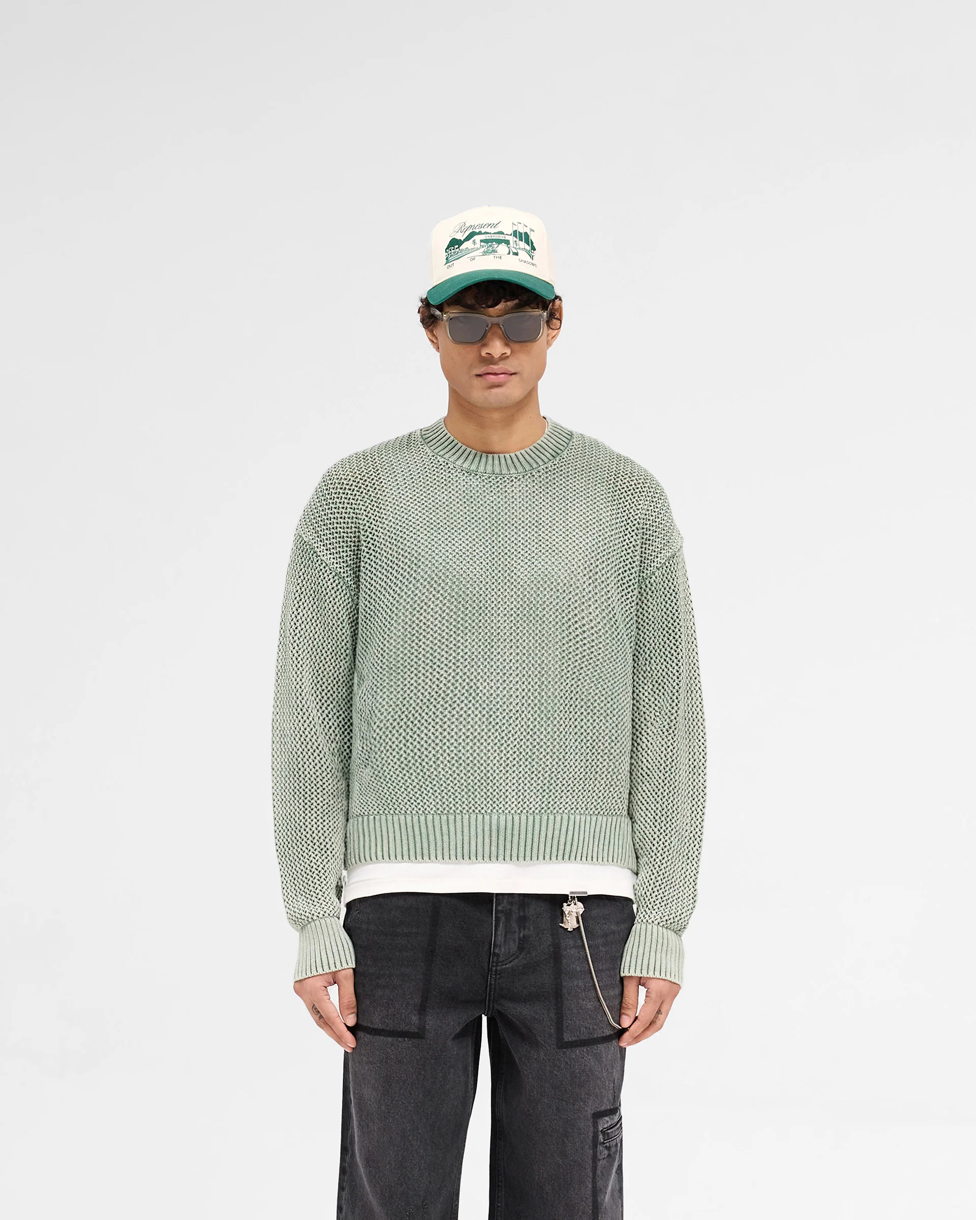 Open Gauge Knit Sweater - Forest Green - Image 3