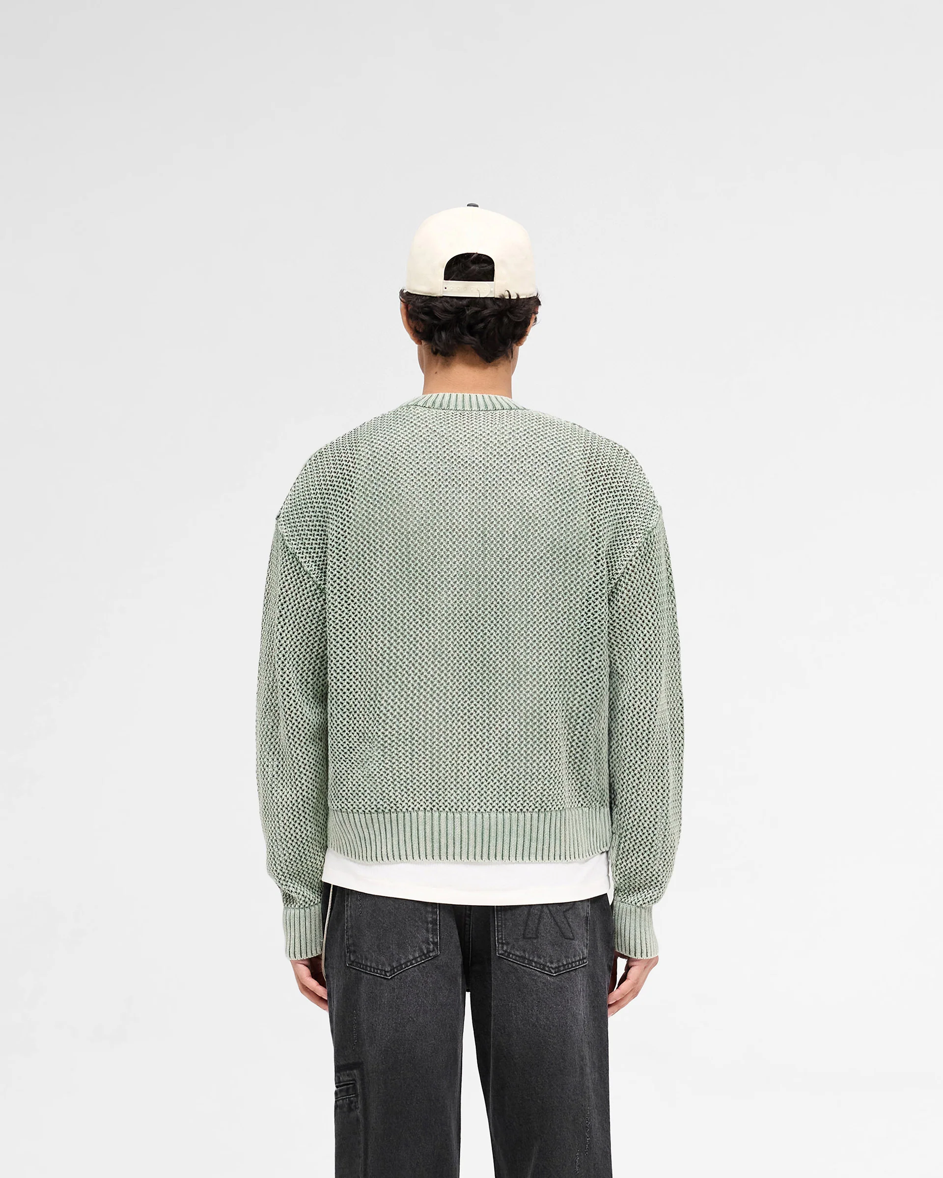 Open Gauge Knit Sweater - Forest Green - Image 4