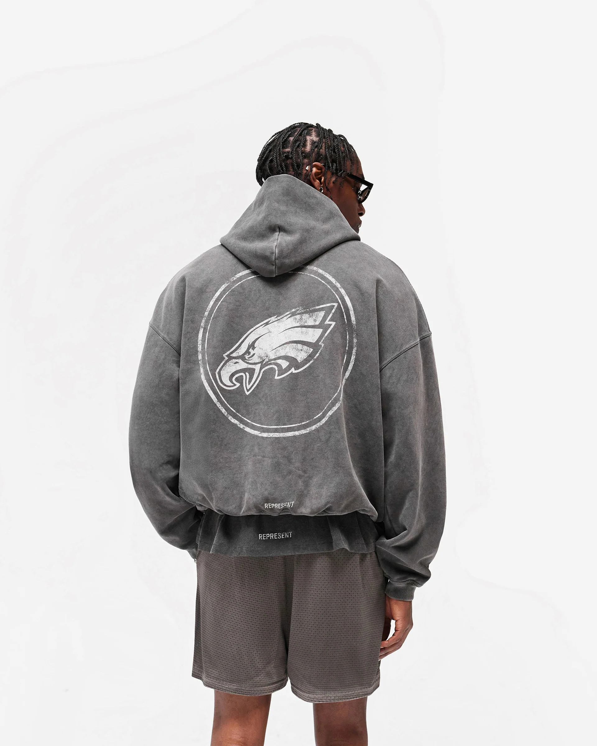 Philadelphia Eagles x Represent Hoodie - Vintage Grey - Image 6