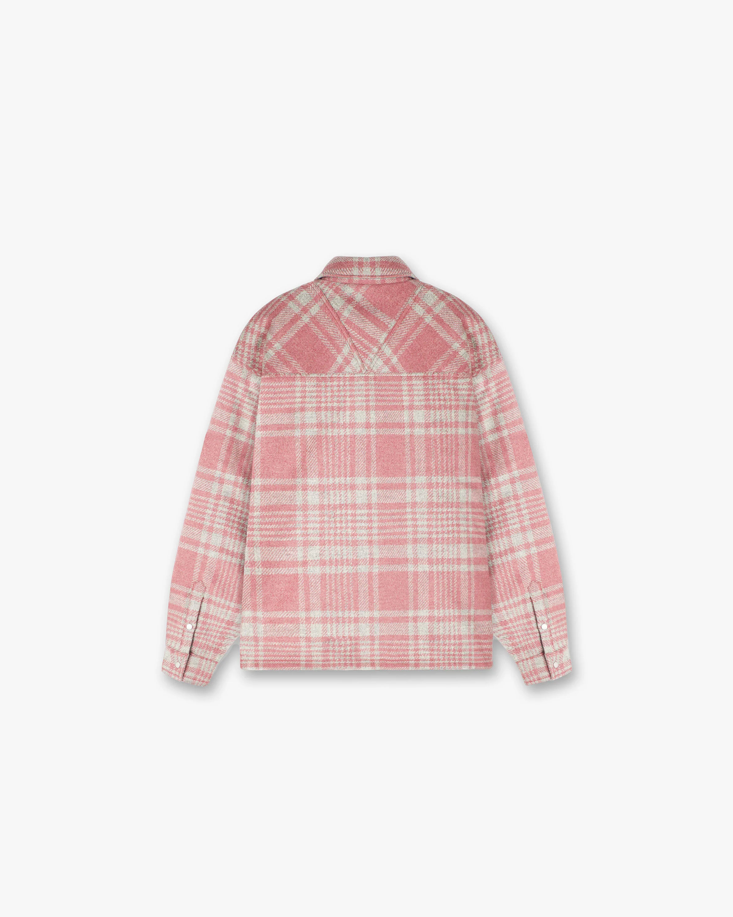 Quilted Flannel Shirt - Pink Grey Check - Image 2
