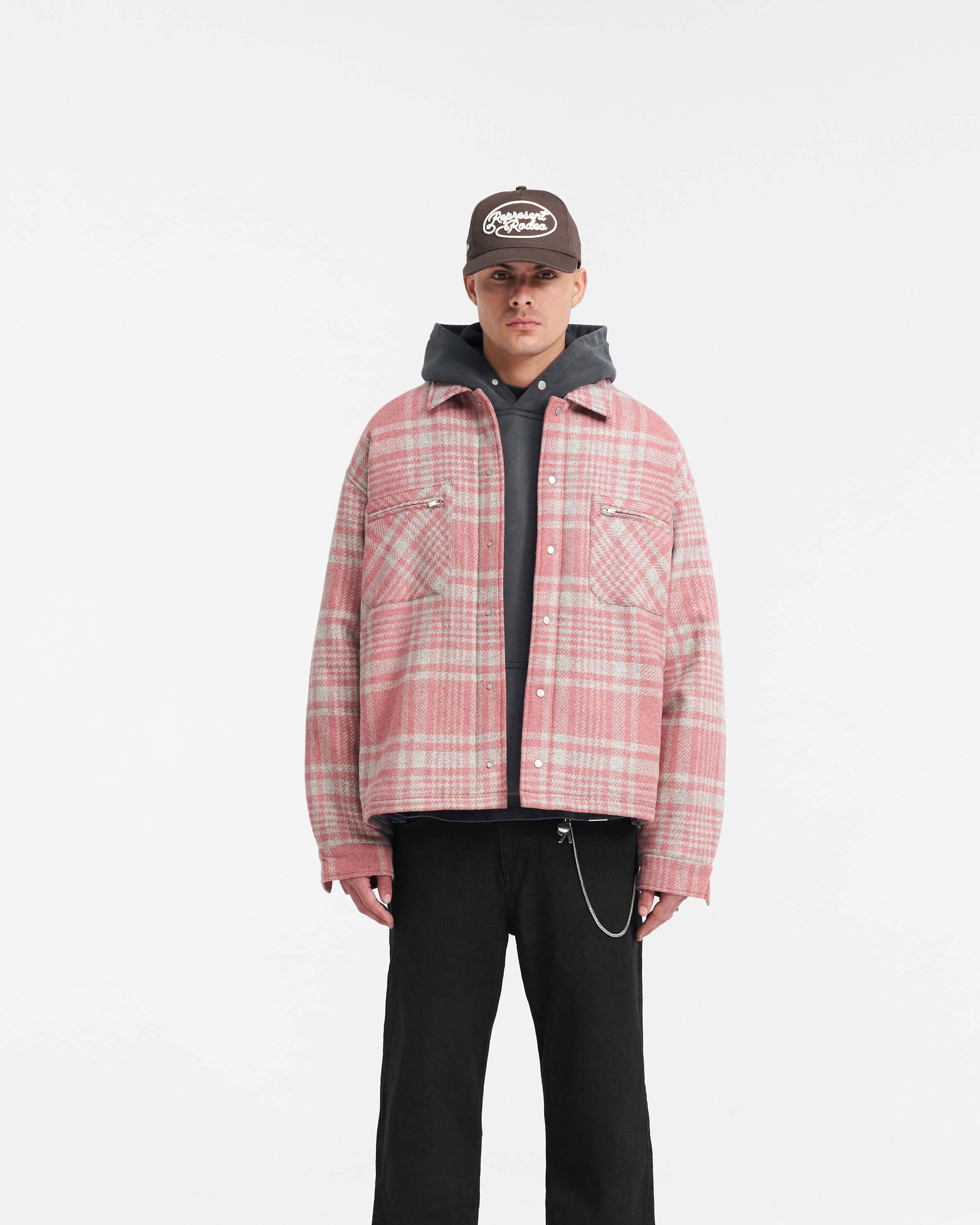 Quilted Flannel Shirt - Pink Grey Check - Image 3