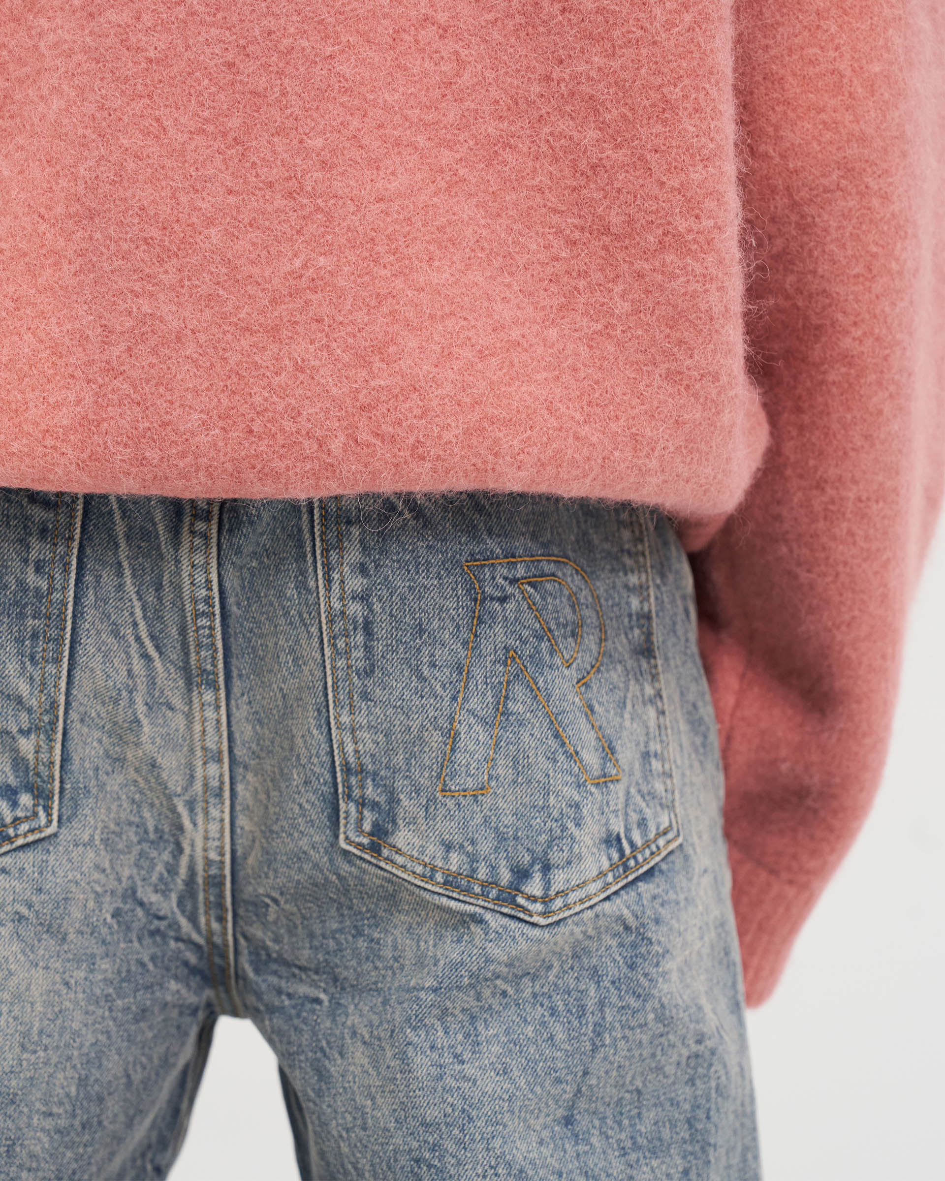 R2 Stepped Hem Denim - Mid Blue - Image 7