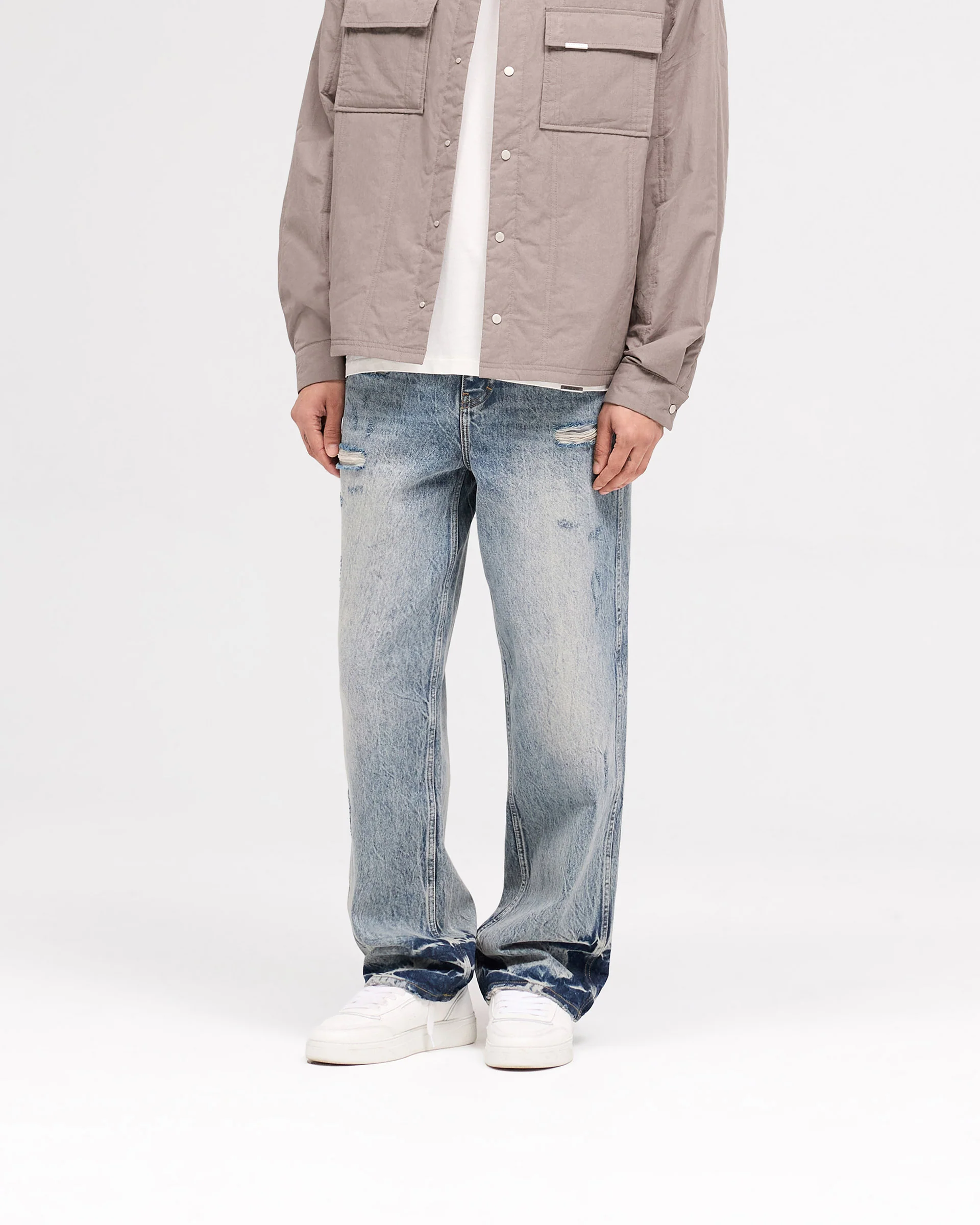 R3 Distressed Baggy Denim - Blue Cream - Image 3