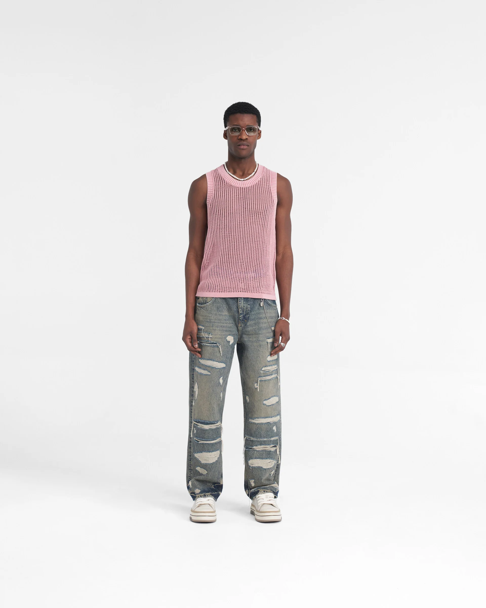 R3D Double Destroyer Baggy Denim - Blue Cream - Image 7