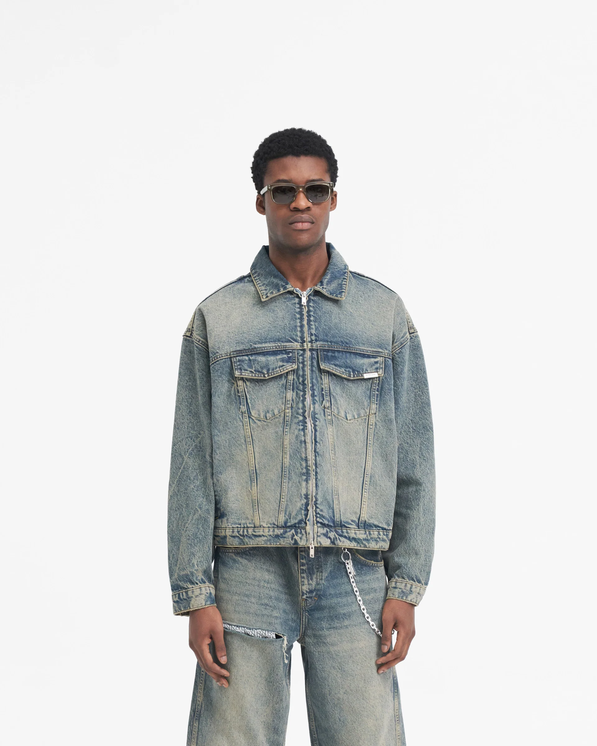 R4 Denim Jacket - Blue Cream - Image 3