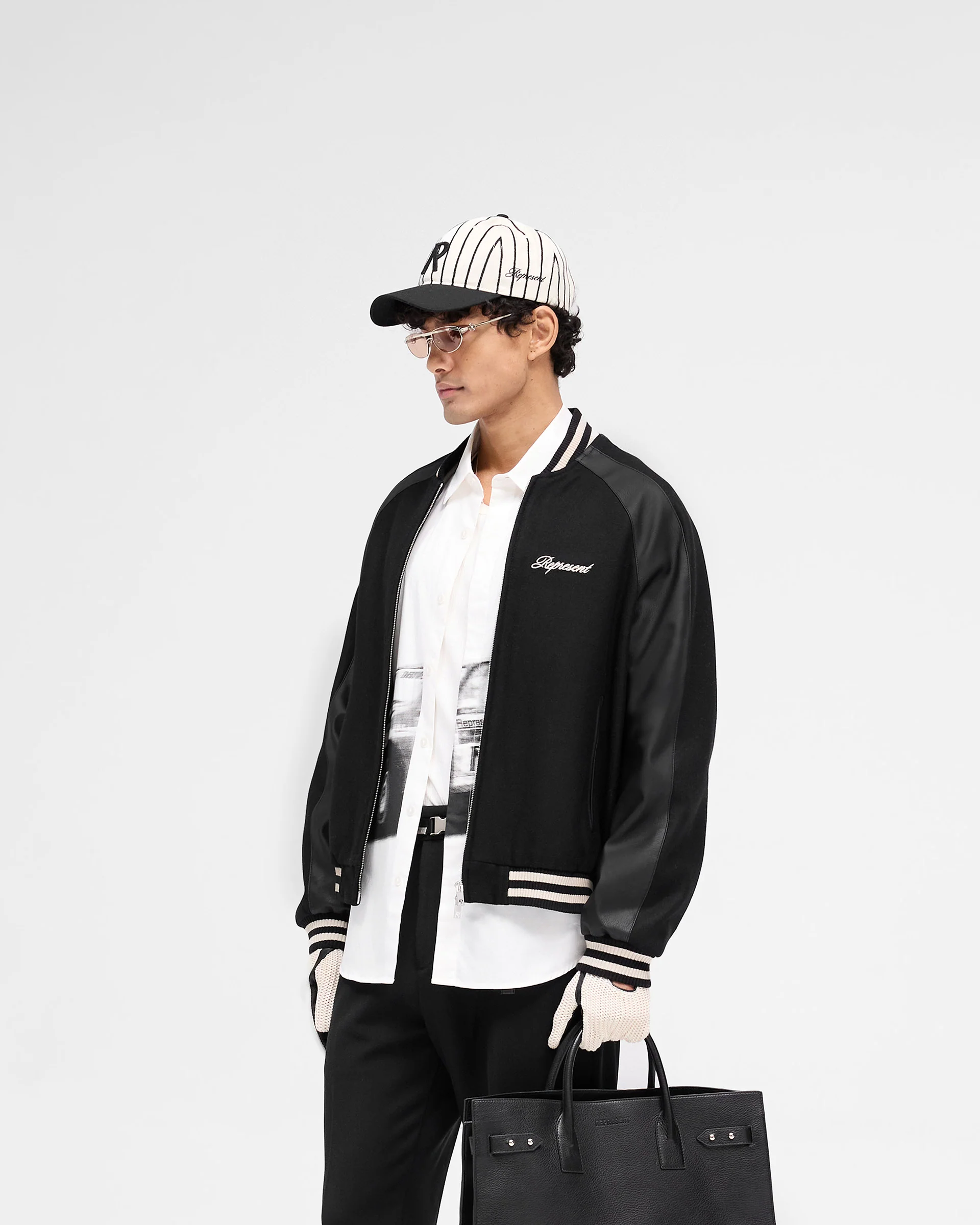 Raglan Varsity Jacket - Black - Image 2