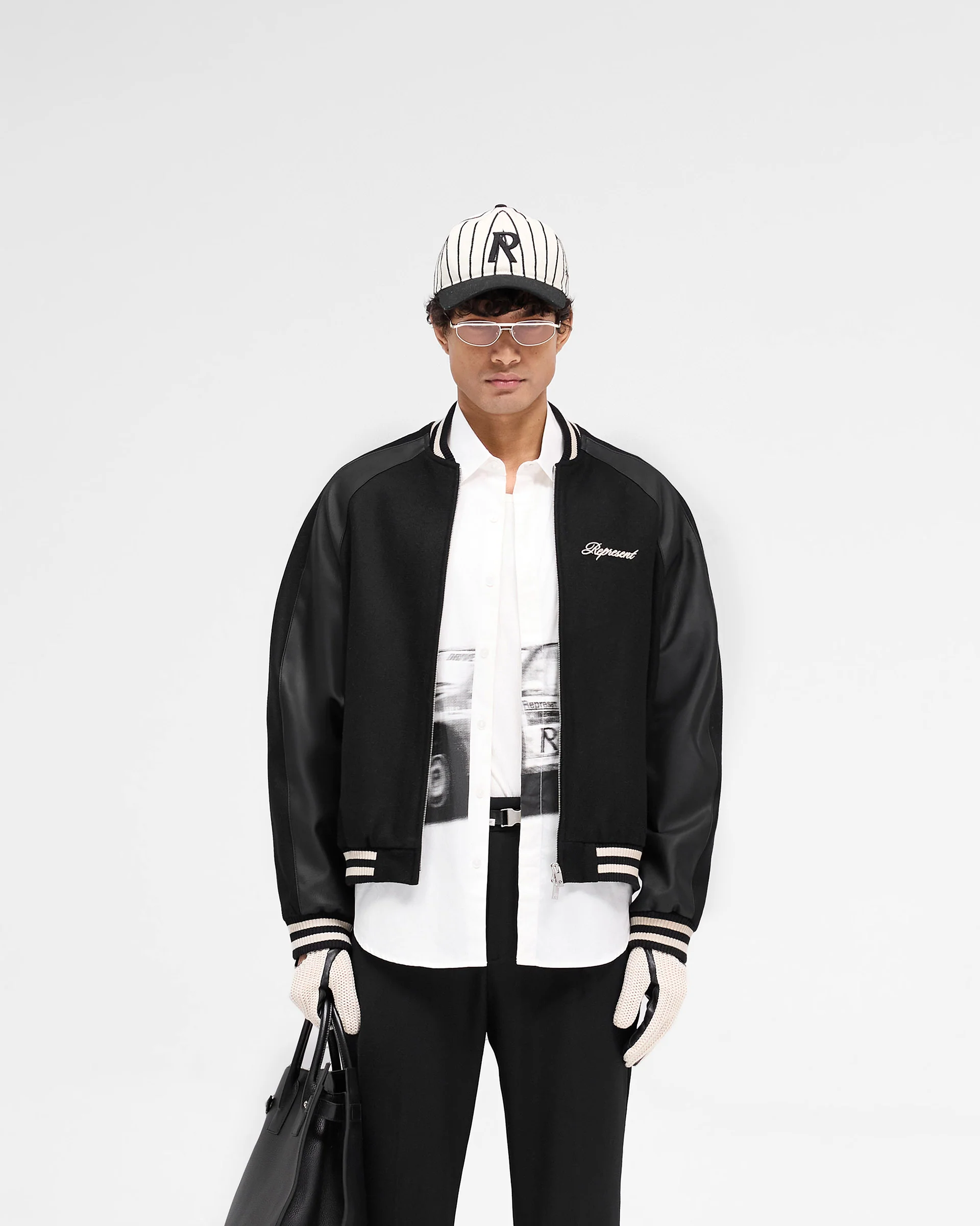Raglan Varsity Jacket - Black - Image 3